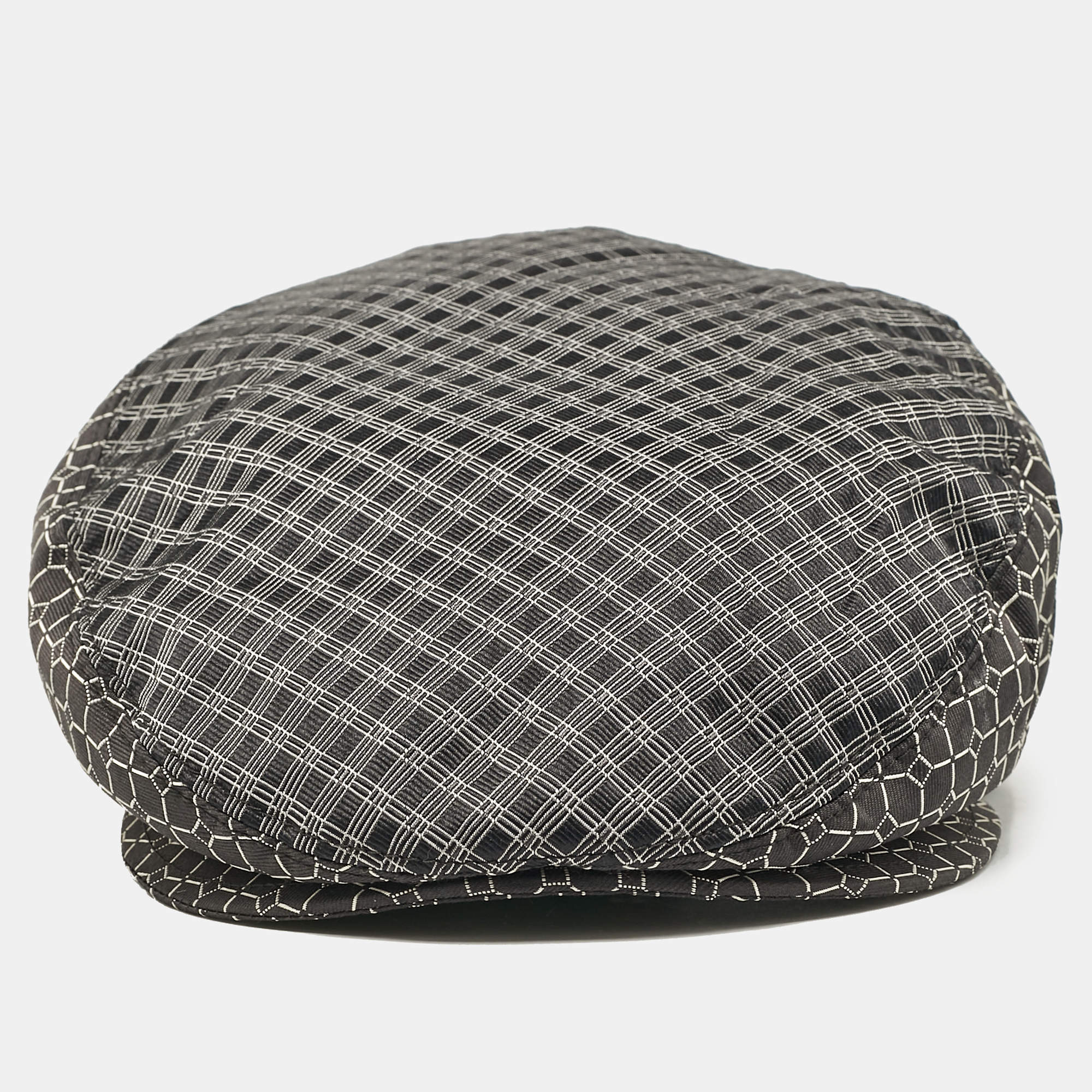 Dolce & Gabbana Black Patterned Silk Flat Cap Size 57