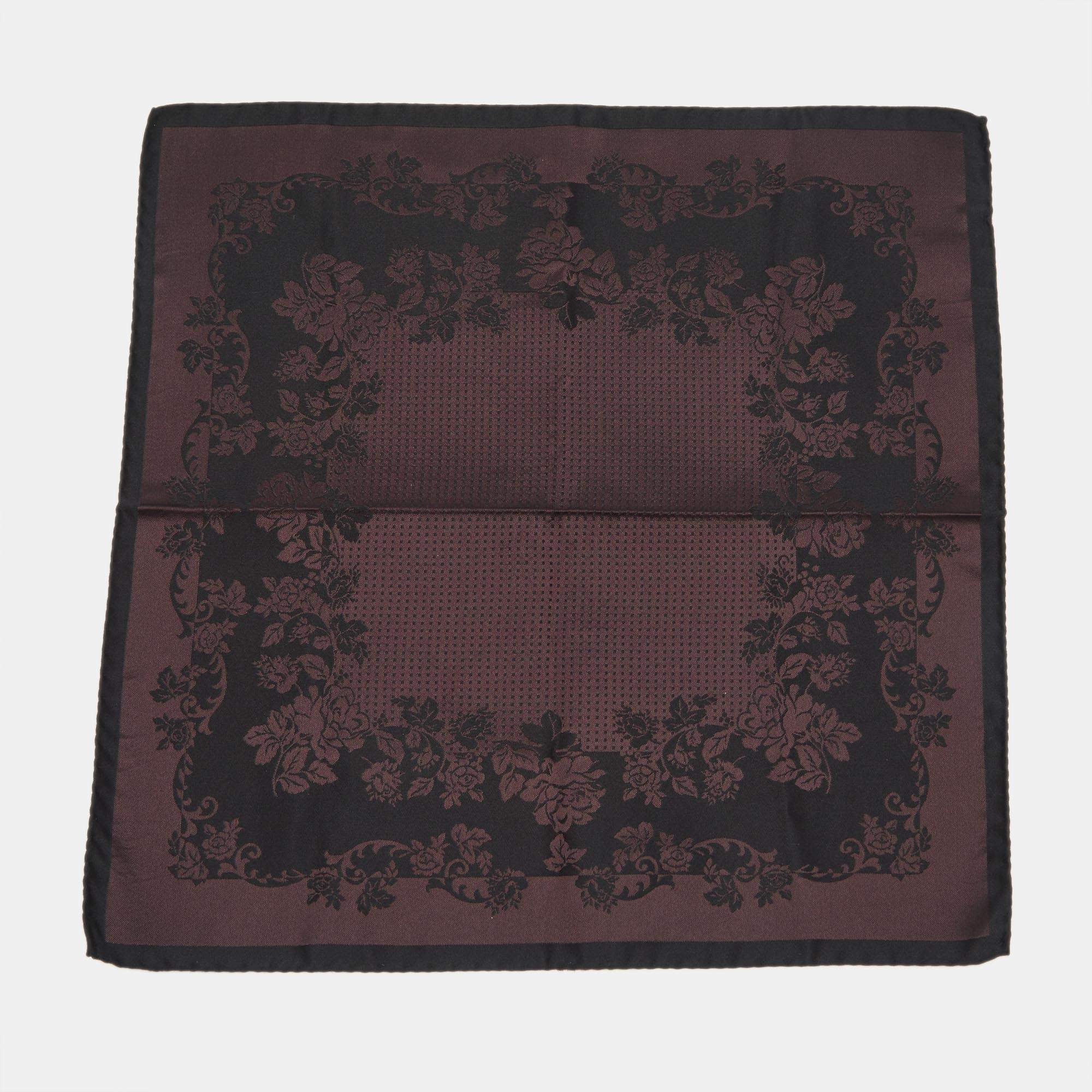 مملوكة مسبقًا Dolce & Gabbana Burgundy/Black Jacquard Pocket Square