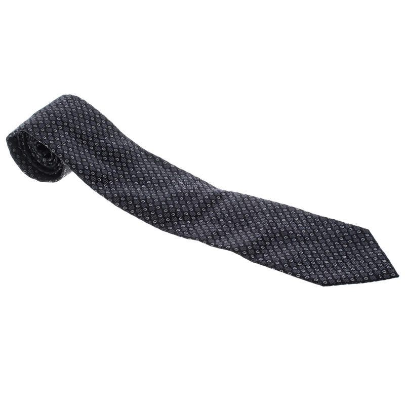 Dolce & Gabbana Black Patterned Silk Jacquard Traditional Tie