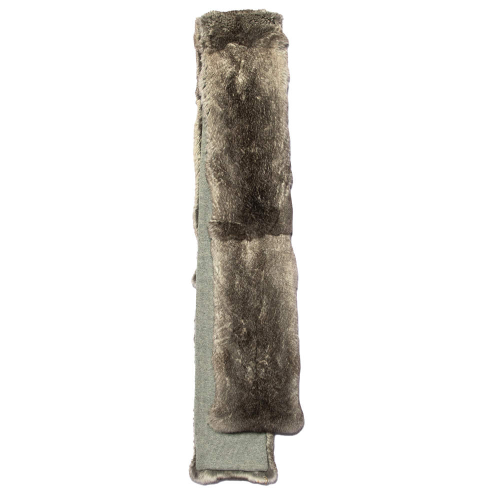 D&G Grey Fur And Cashmere Wrap Scarf