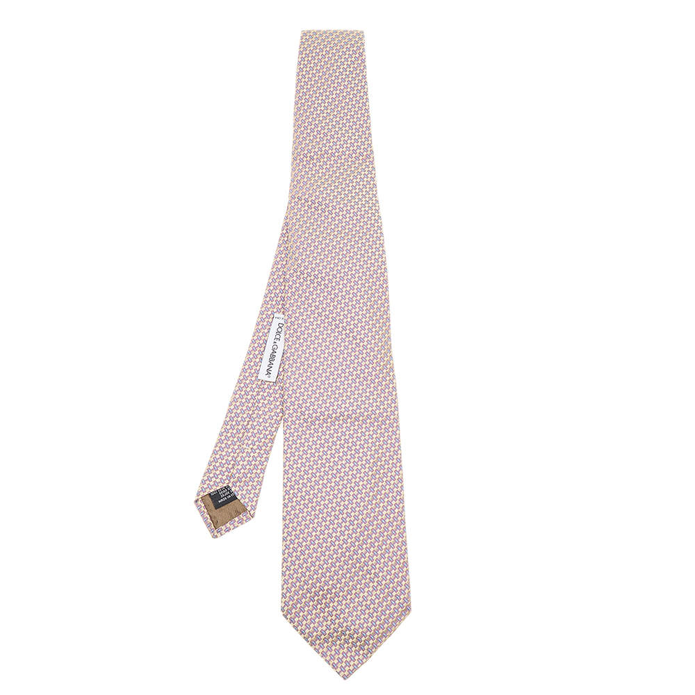 Dolce & Gabbana Two Tone Patterned Silk Jacquard Tie