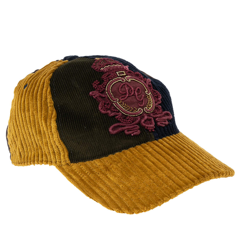 Pre Owned Dolce & Gabbana Multicolor Logo Embroidered Corduroy Baseball Cap