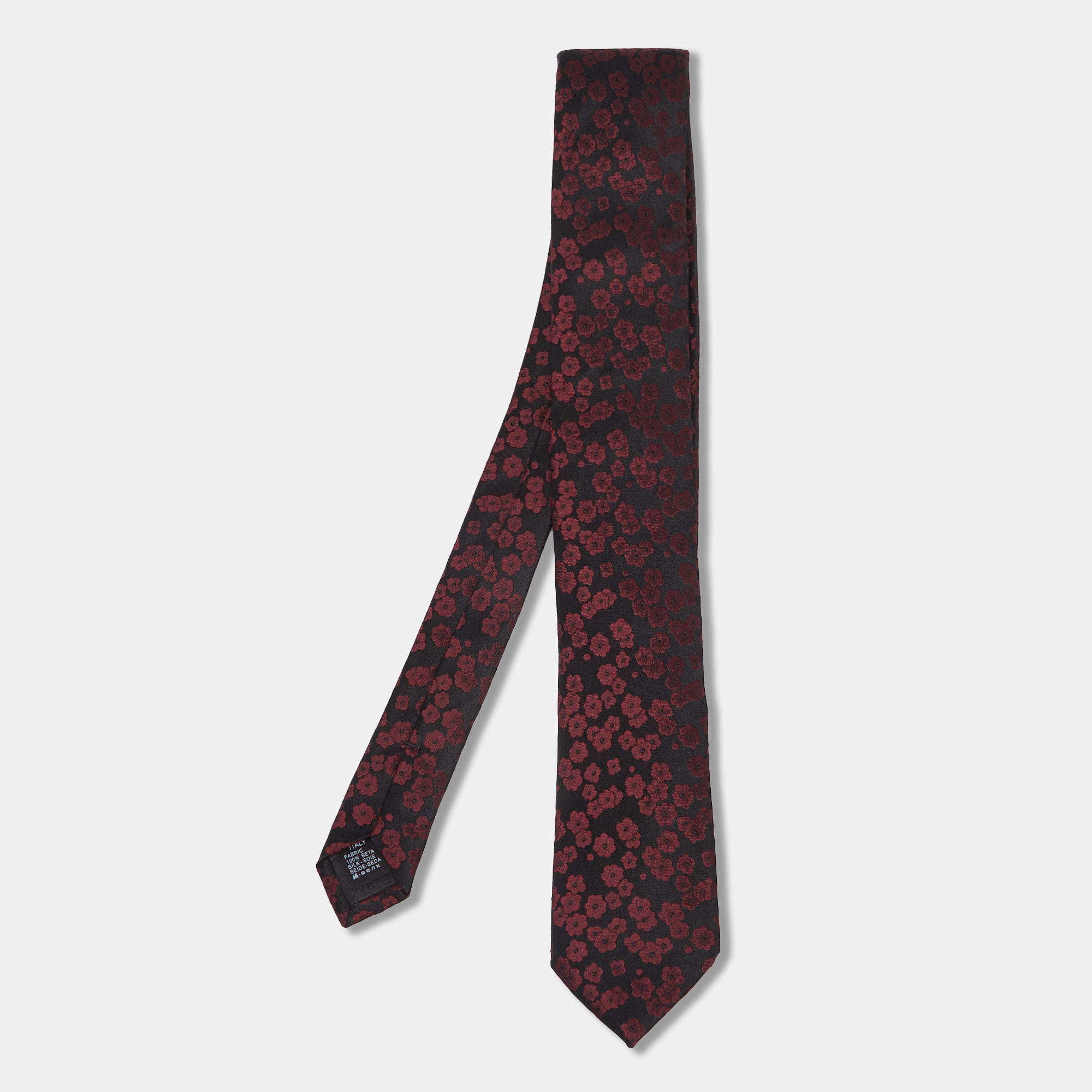 Pre Owned Dolce & Gabbana Bicolor Floral Jacquard Silk Tie