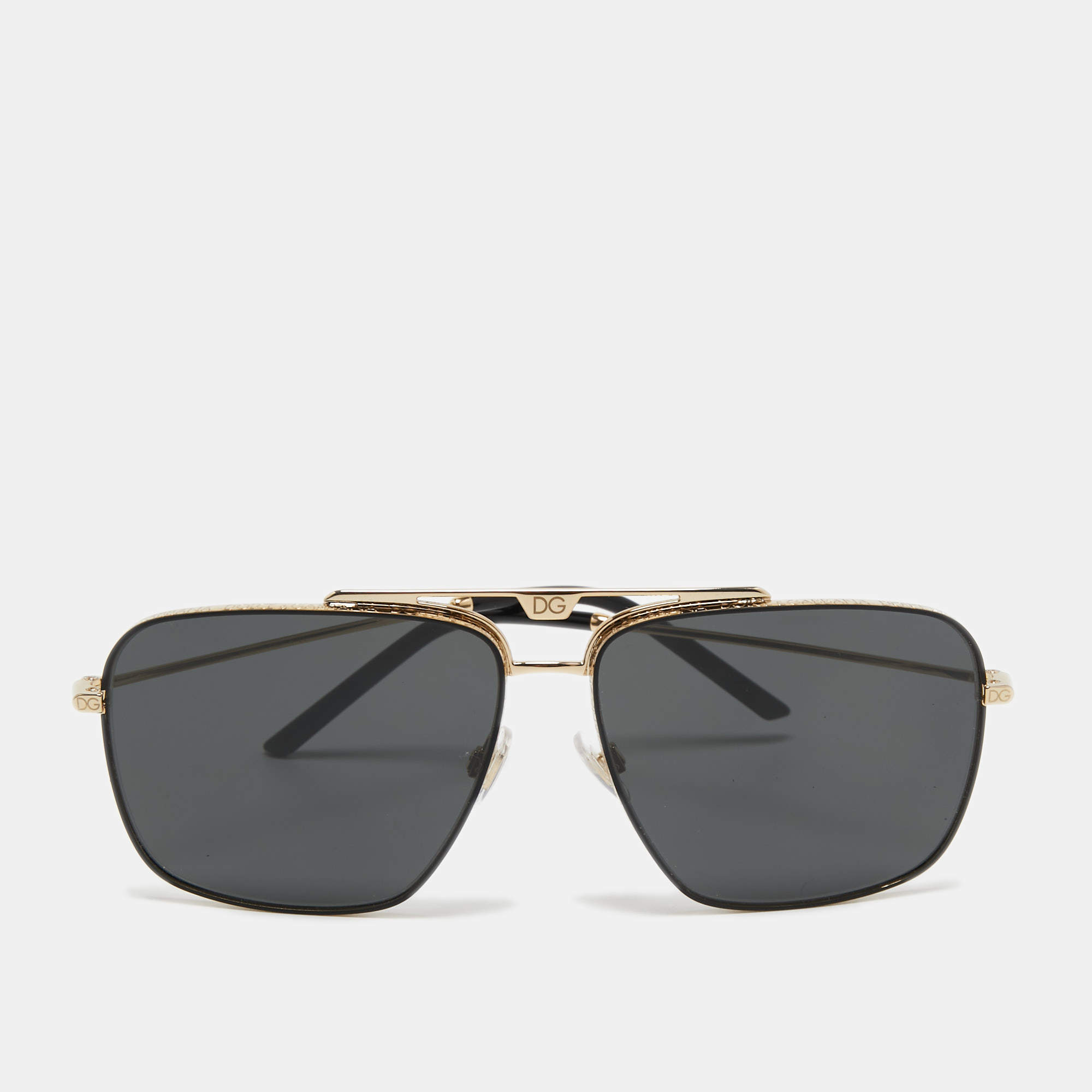 Pre Owned Dolce & Gabbana Black DG2264 Aviator Sunglasses