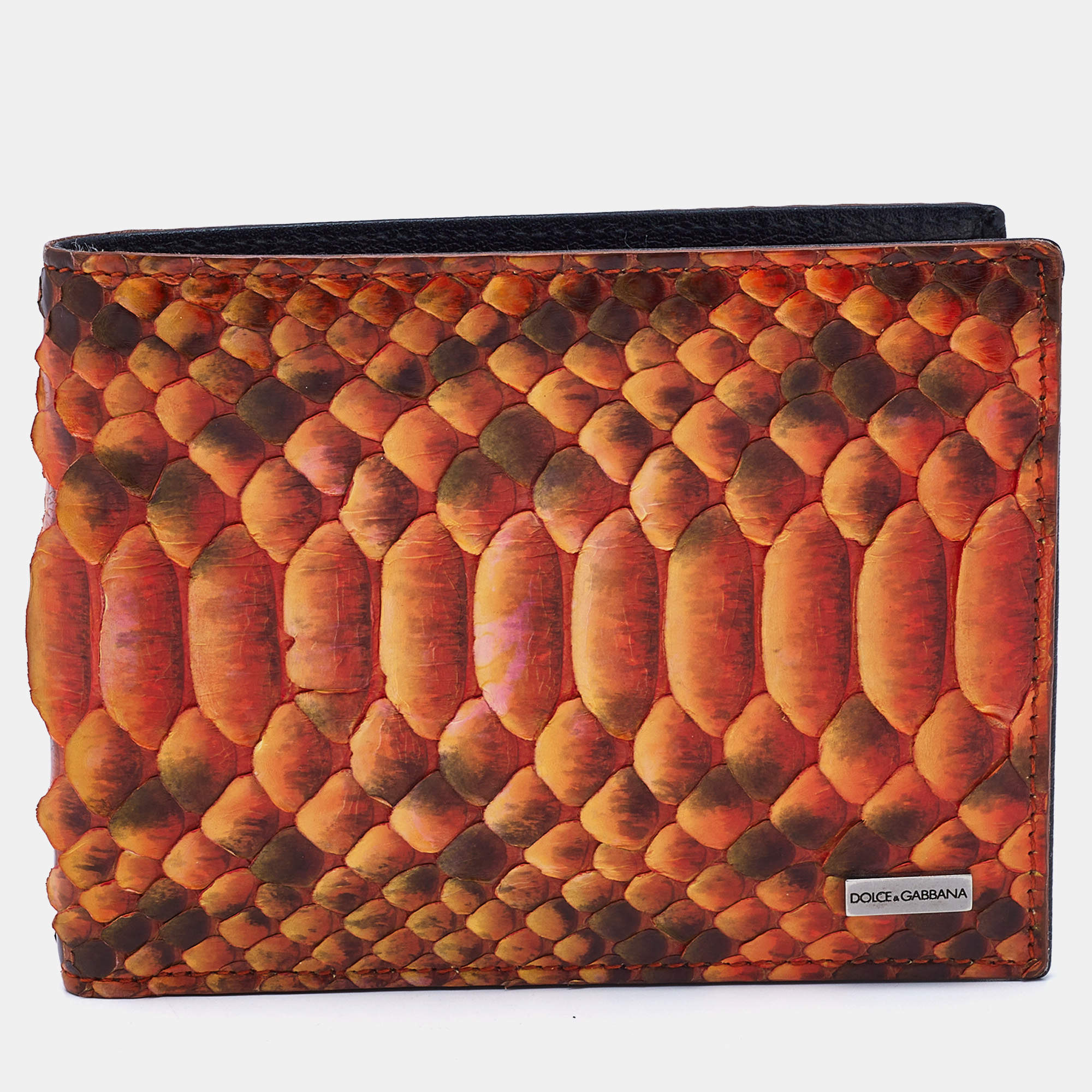 Dolce & Gabbana Orange Python Bifold Wallet