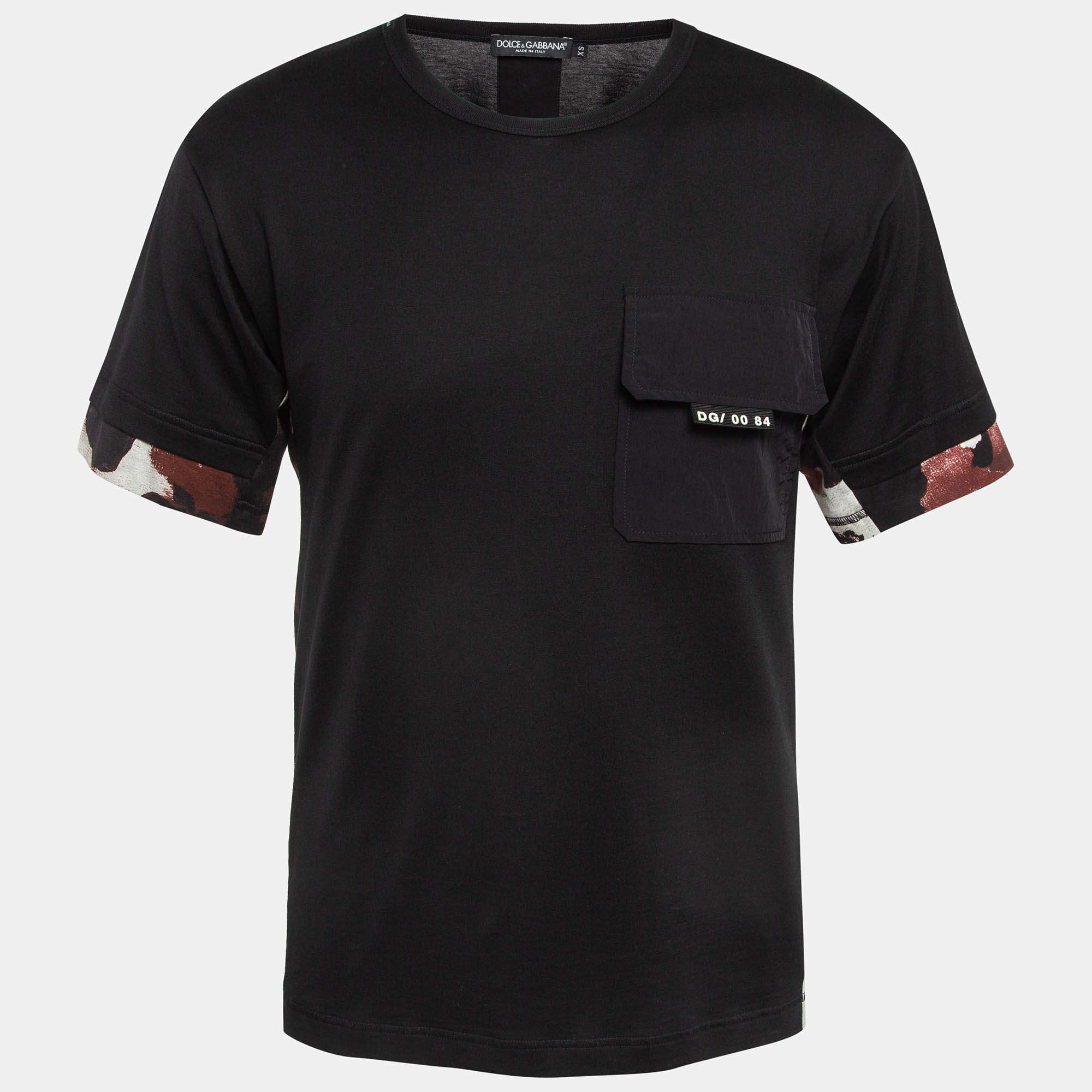 Pre Owned Dolce & Gabbana Black Camouflage Print Jersey T-Shirt XS