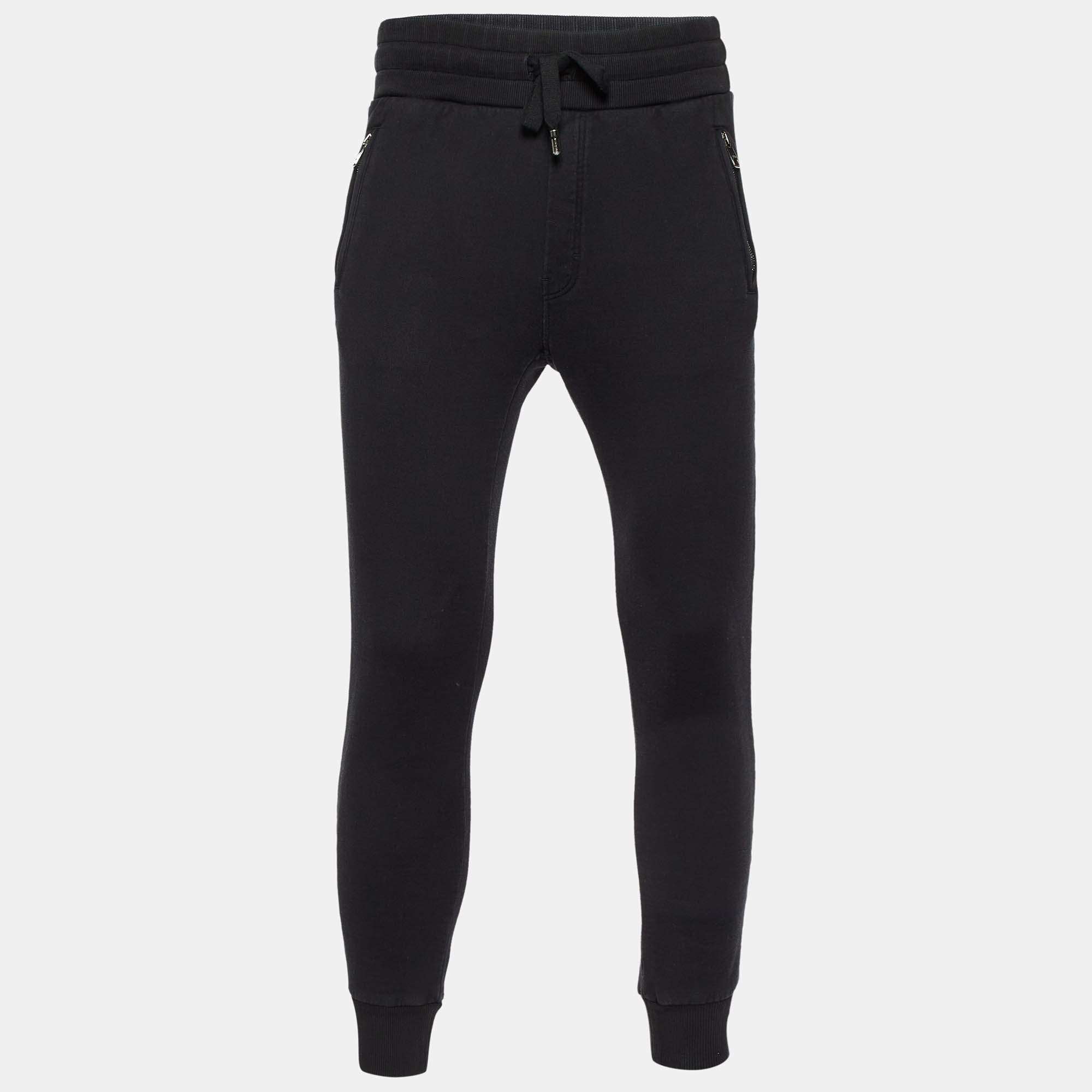 Pre Owned Dolce & Gabbana Black Cotton Jogger Pants XS
