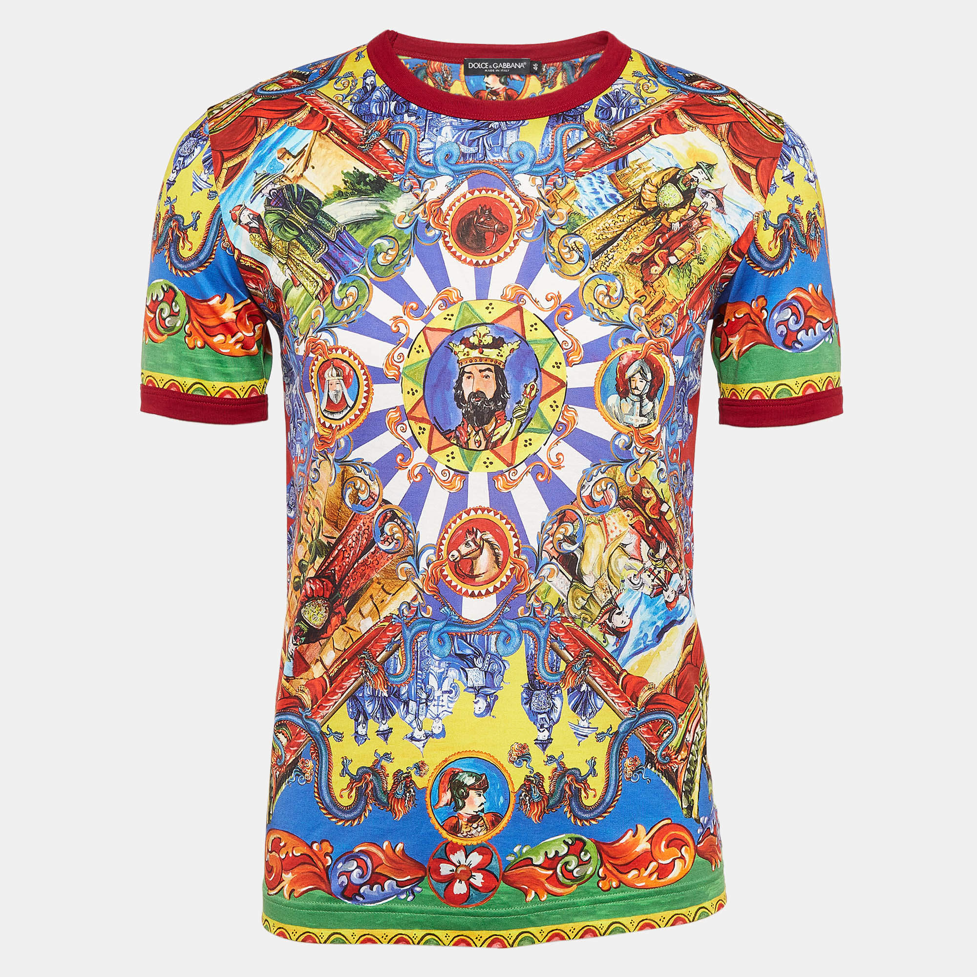 Pre Owned Dolce & Gabbana Multicolor Caretto Siciliano Print Jersey T-Shirt S