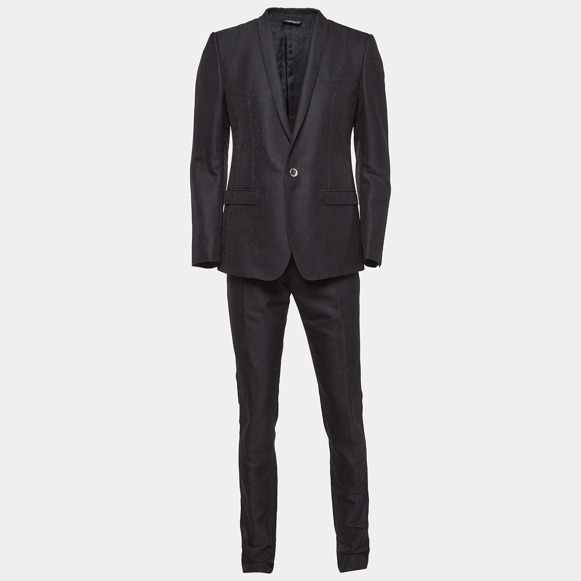 Dolce & Gabbana Black Wool Blend Tailored Pants Suit M