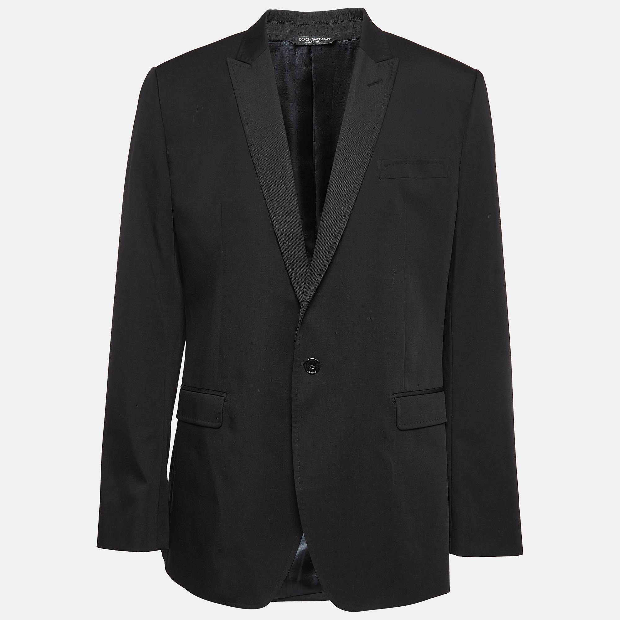 Dolce & Gabbana Black Wool Single Breasted Martini Blazer XXXL