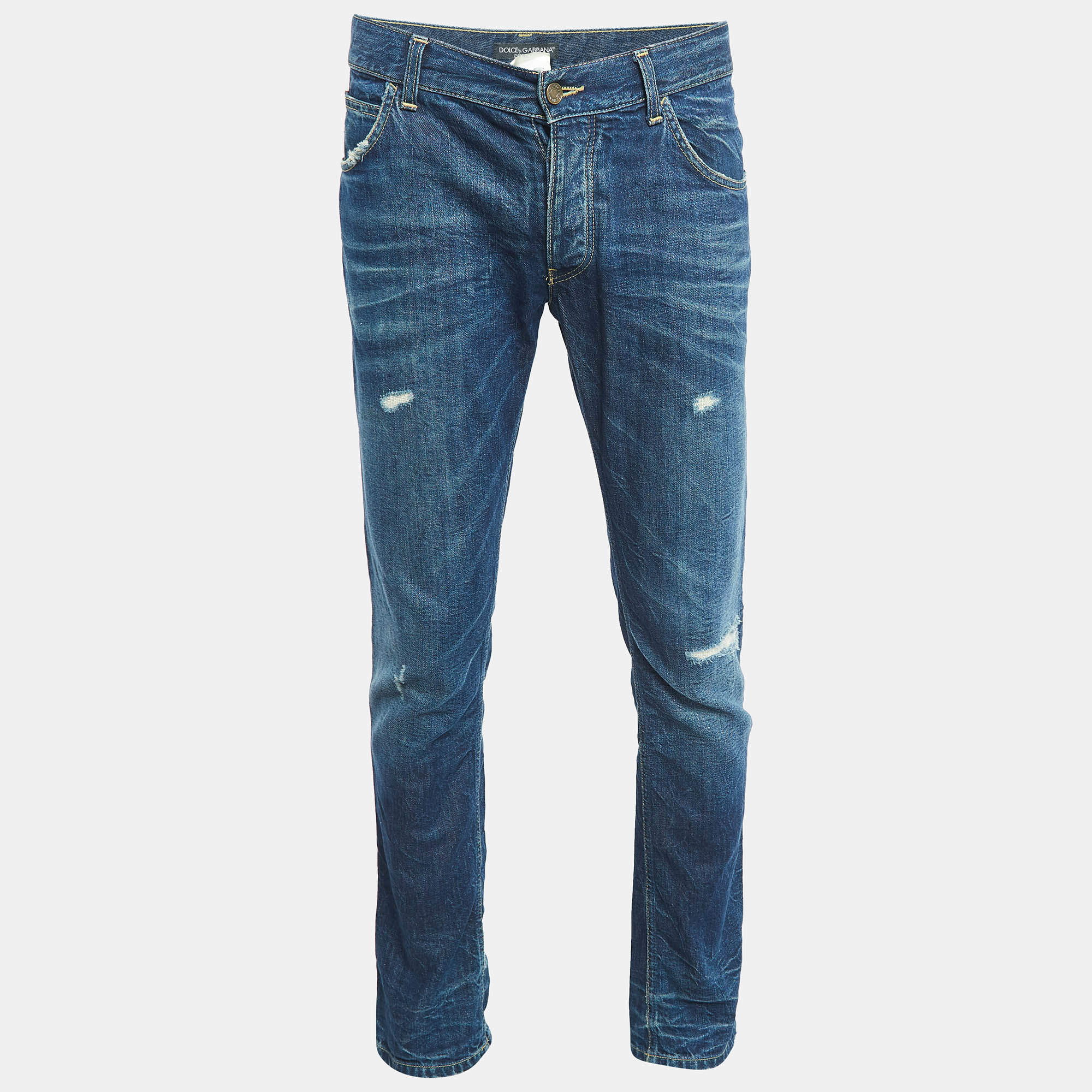 Pre Owned Dolce & Gabbana Blue Washed Denim Jeans S Waist 34"