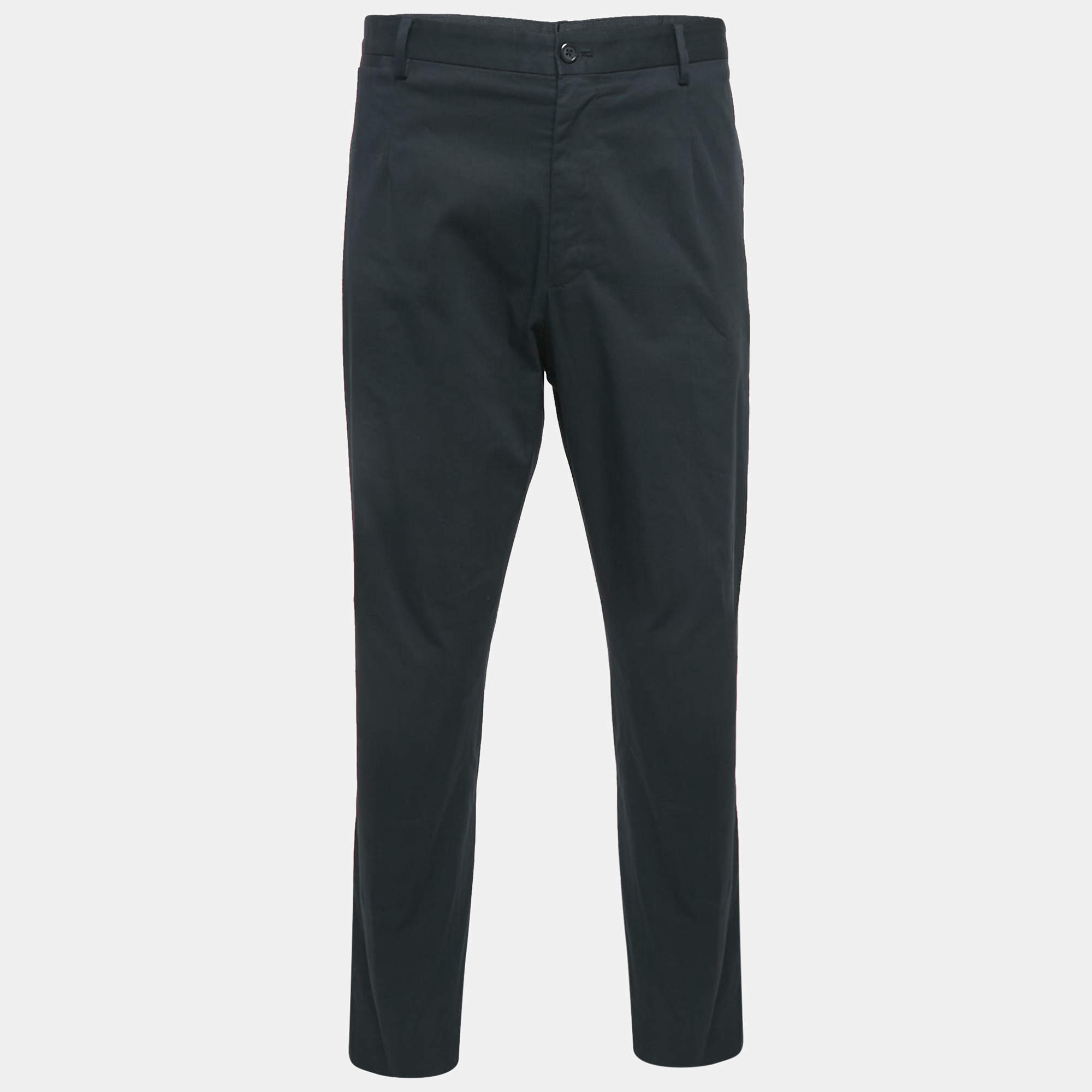 Pre Owned Dolce & Gabbana Black Cotton Tailored Trousers XXXL 