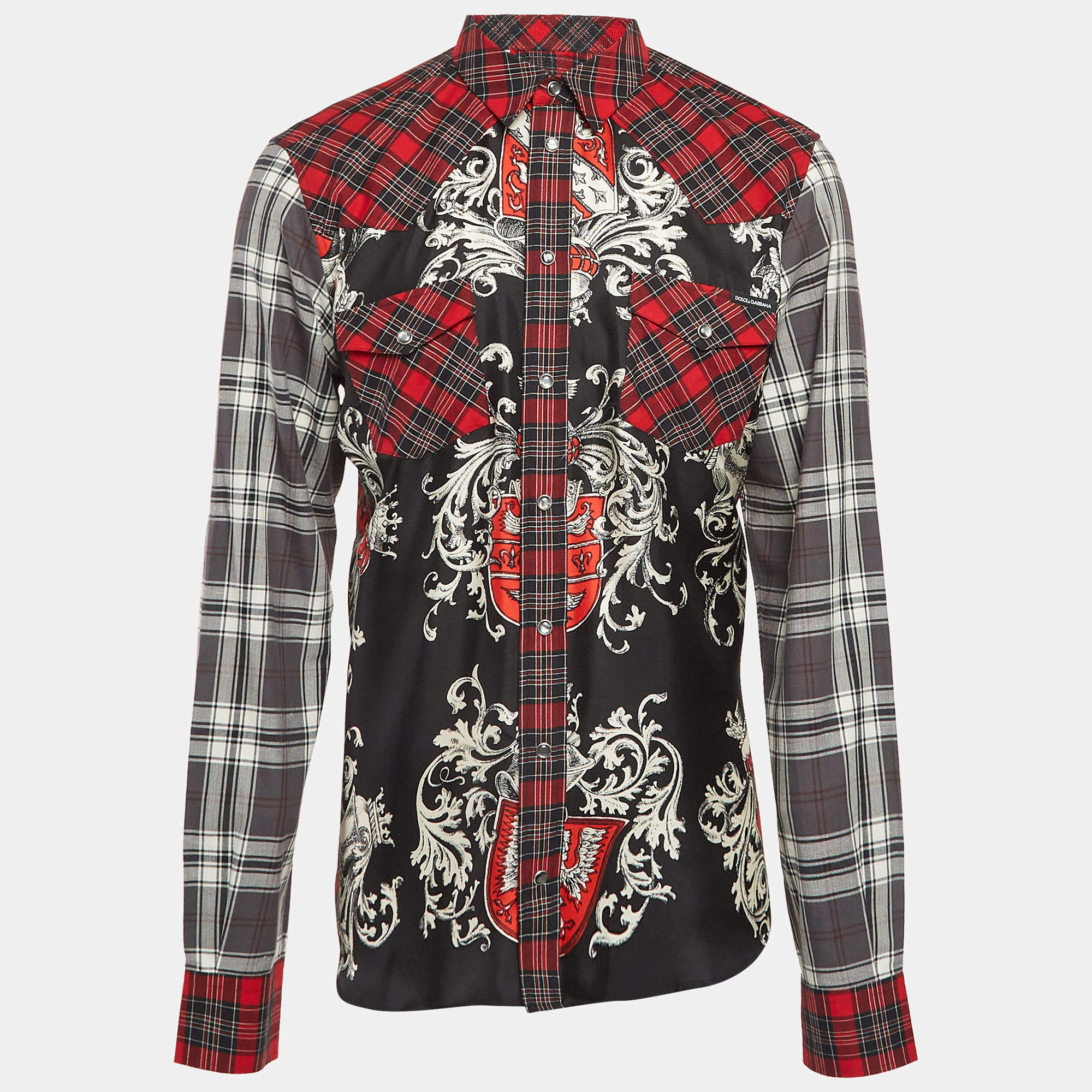 Pre Owned Dolce & Gabbana Red Checks Printed Cotton Blend Shirt XXL