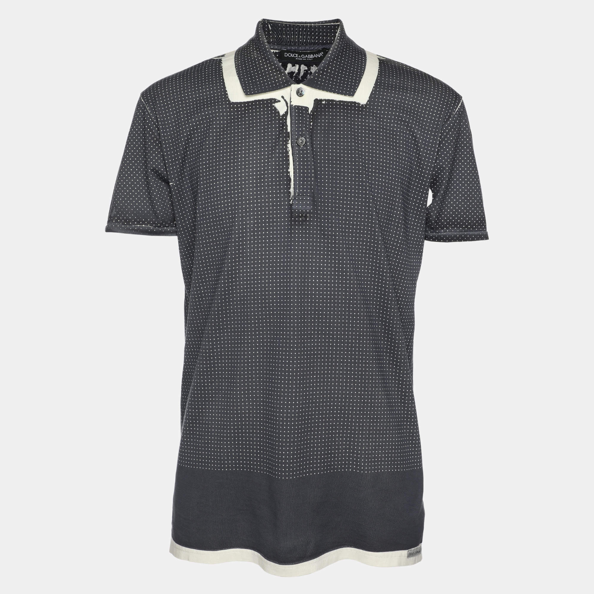 Pre Owned Dolce & Gabbana Blue/White Polka Dot Print T-Shirt M