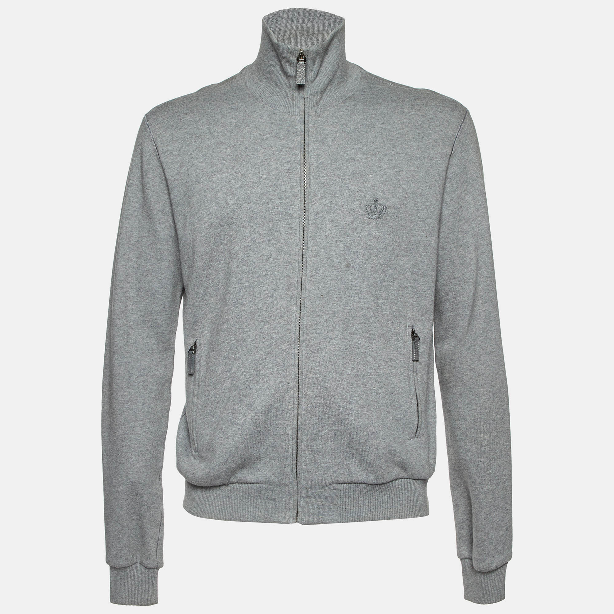 Dolce & Gabbana Grey Cotton Zip Up Jacket M