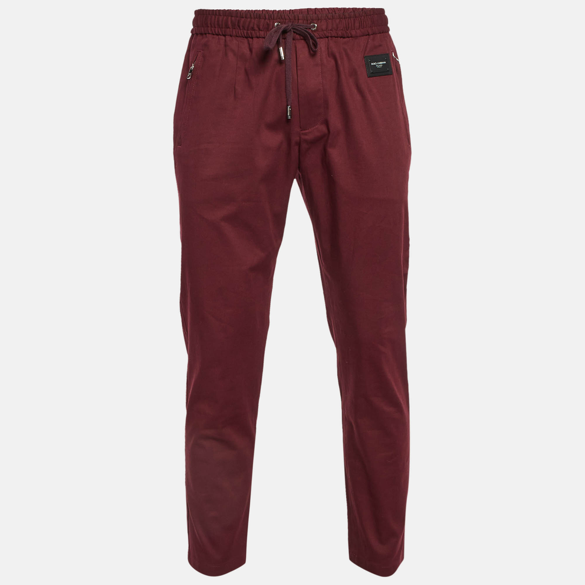 Pre Owned Dolce & Gabbana Burgundy Cotton jogger Pants M