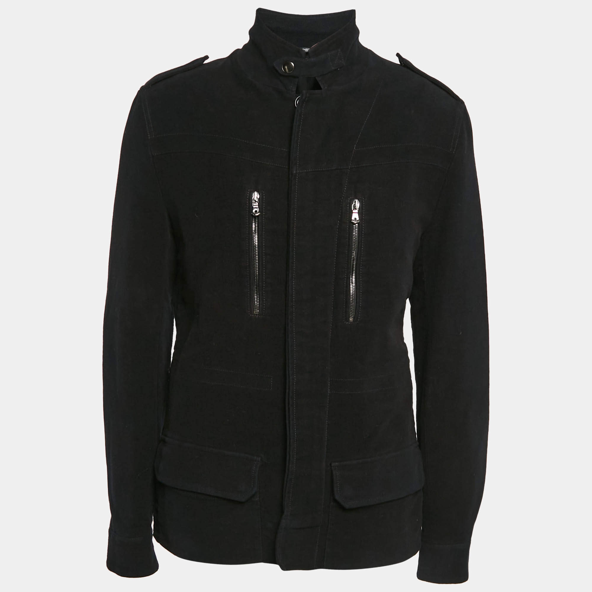 Pre Owned Dolce & Gabbana Black Gabardine Cotton Utility Jacket XL