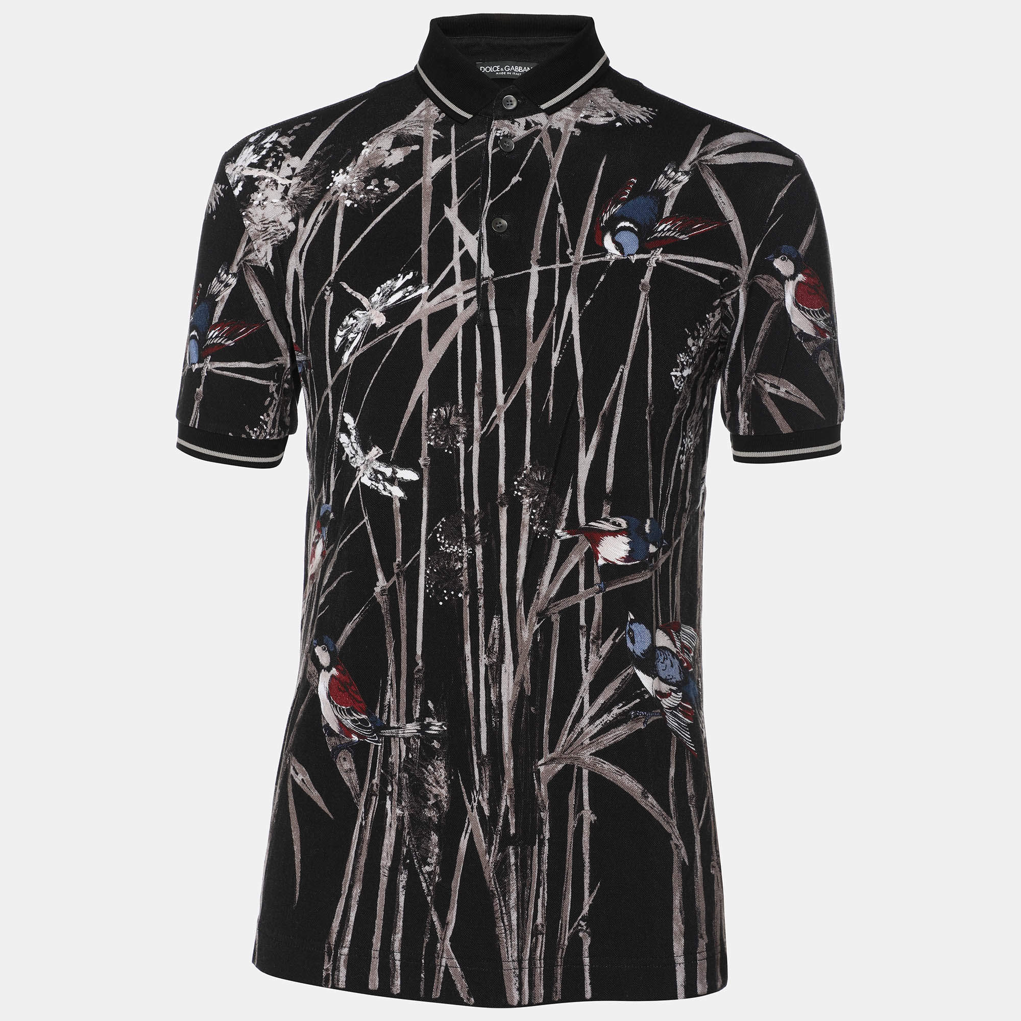 Pre Owned Dolce & Gabbana Multicolor Printed Cotton Polo T-Shirt XS