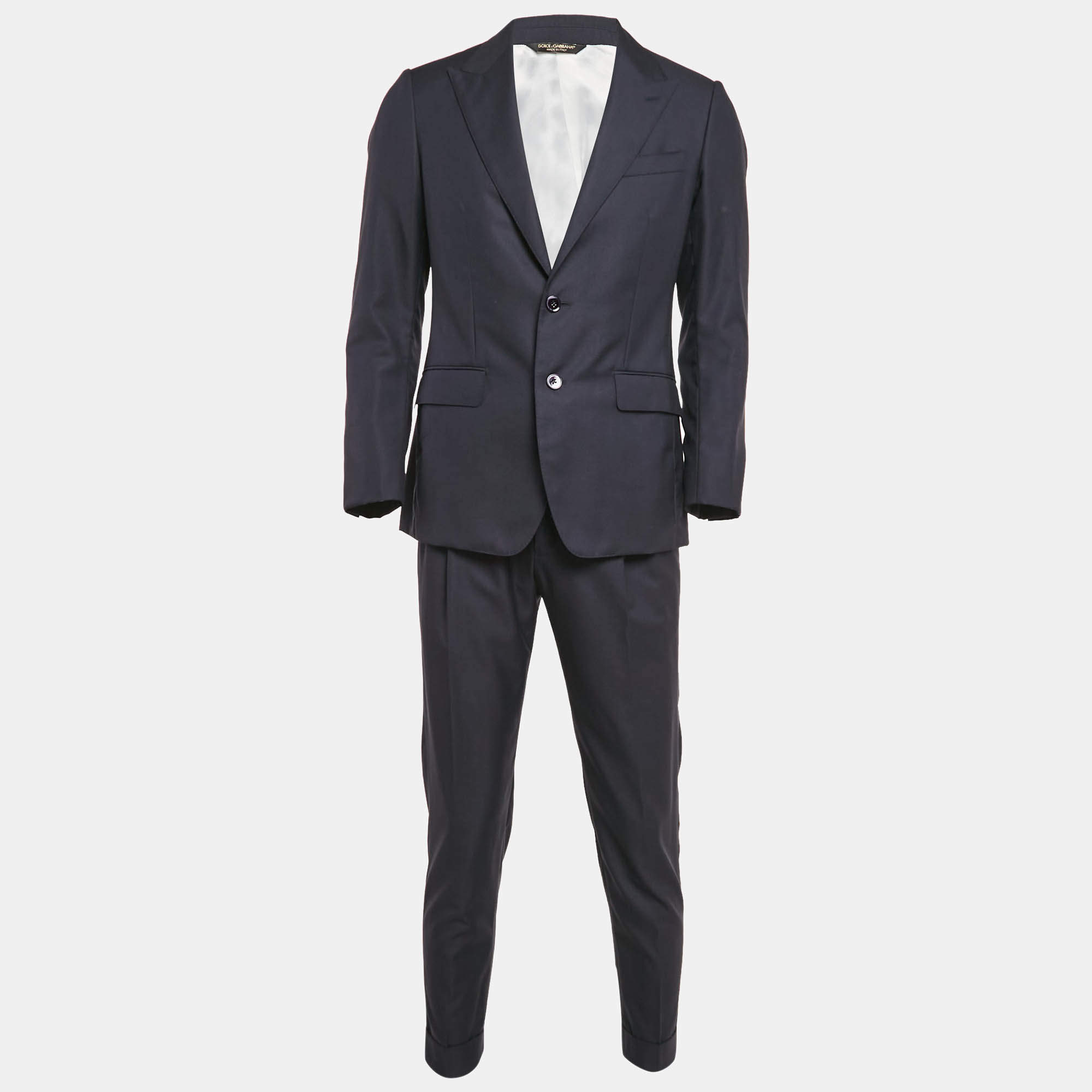 Dolce & Gabbana Navy Blue Wool Sartoria Pants Suit XXS