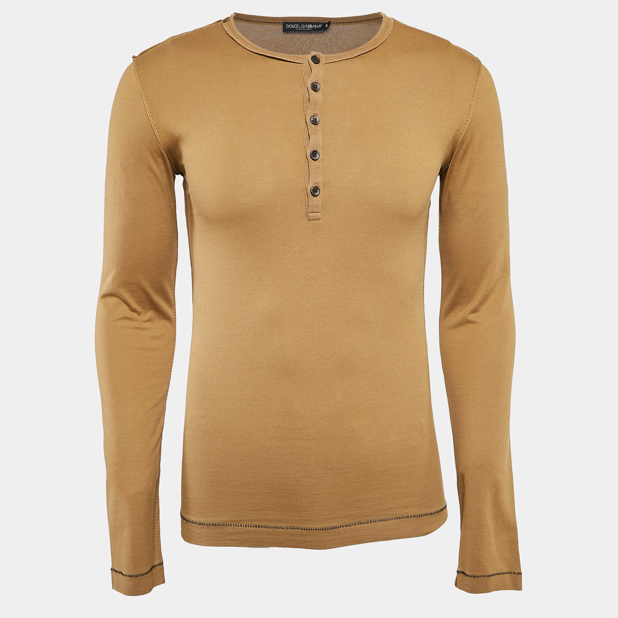 Pre Owned Dolce & Gabbana Brown Jersey Long Sleeve T-Shirt XS