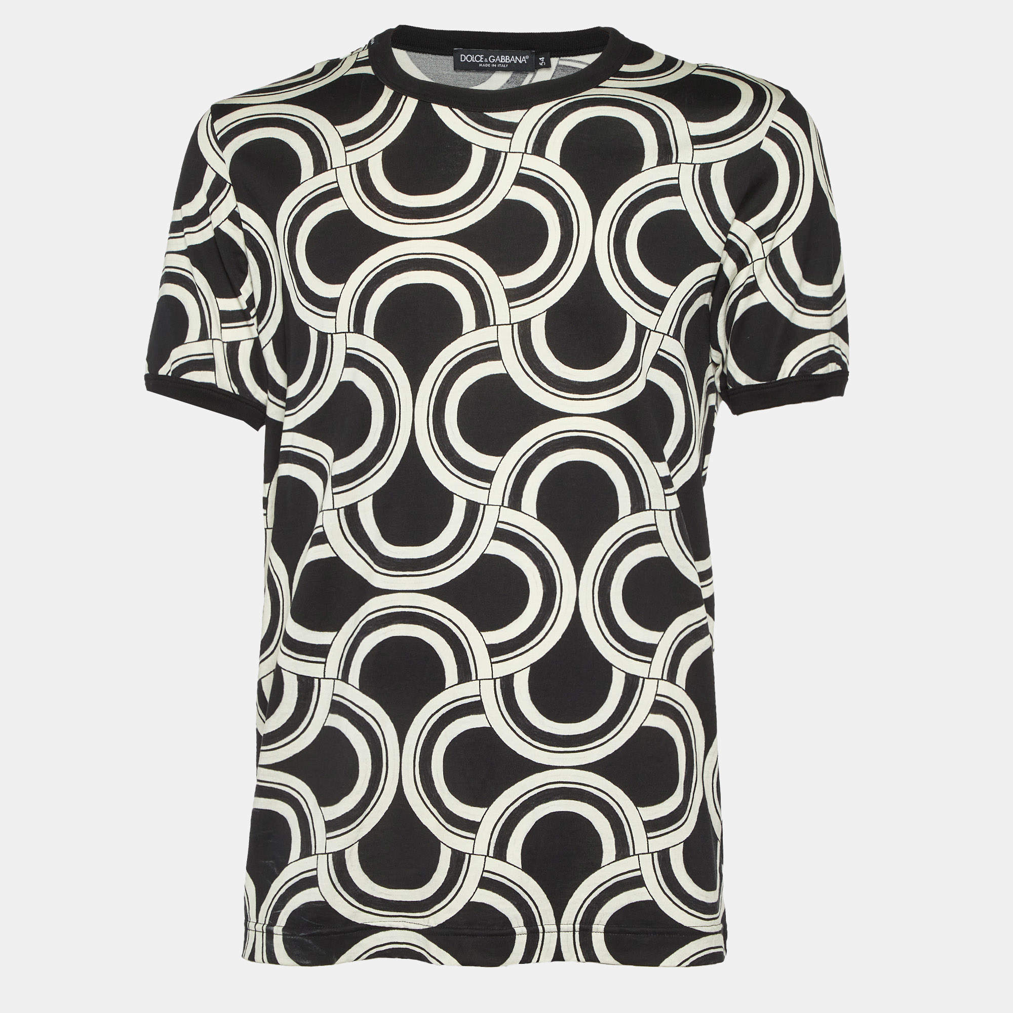 Pre Owned Dolce & Gabbana Black Printed Cotton Round Neck T-Shirt XXL