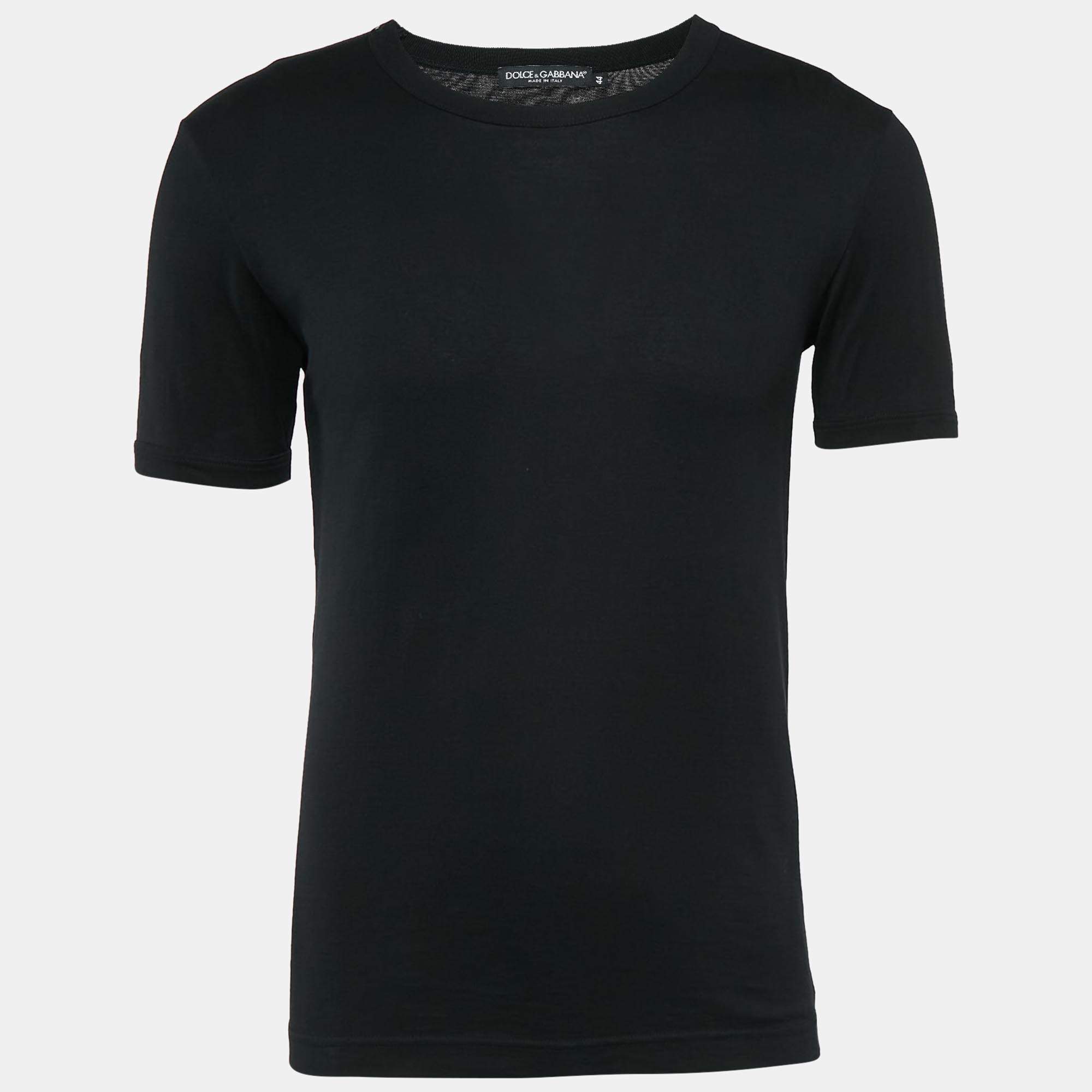 Pre Owned Dolce & Gabbana Black Jersey Crew Neck T-Shirt XS