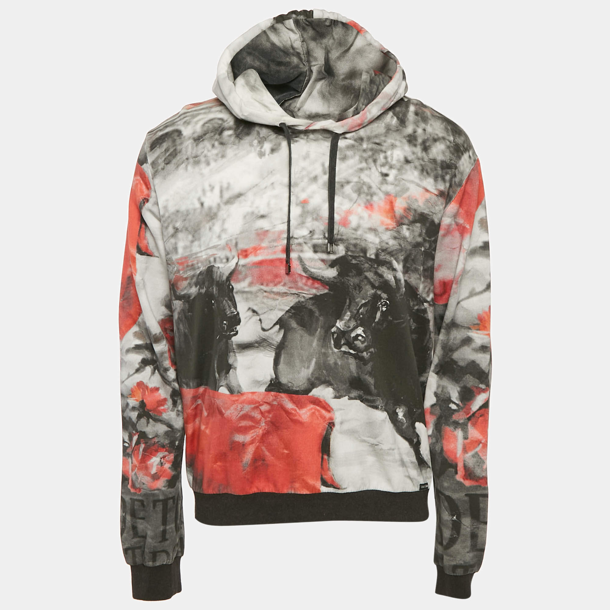 Pre Owned Dolce & Gabbana Black Abstract Print Cotton Hoodie XL