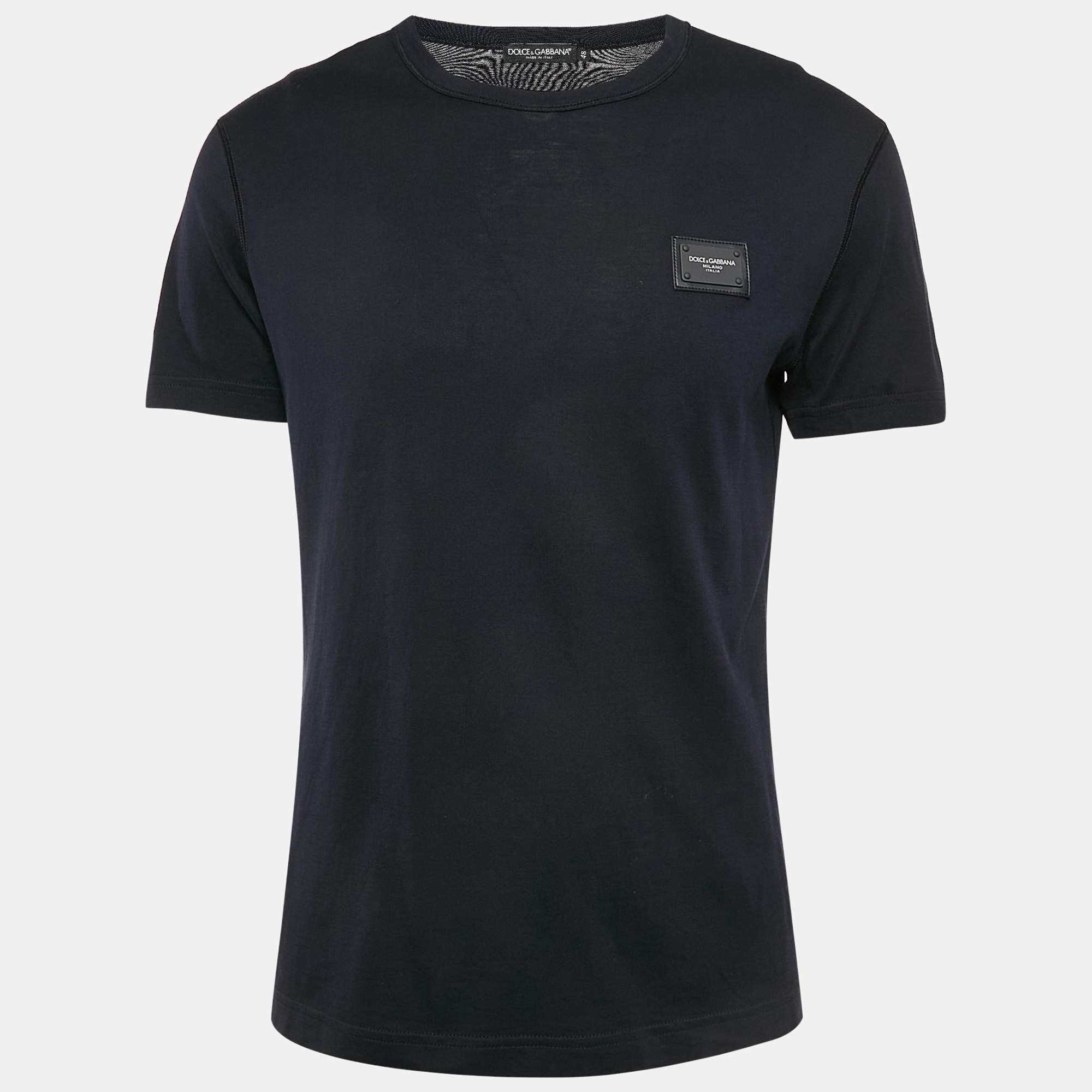 Pre Owned Dolce & Gabbana Navy Blue Cotton Crew Neck T-Shirt M