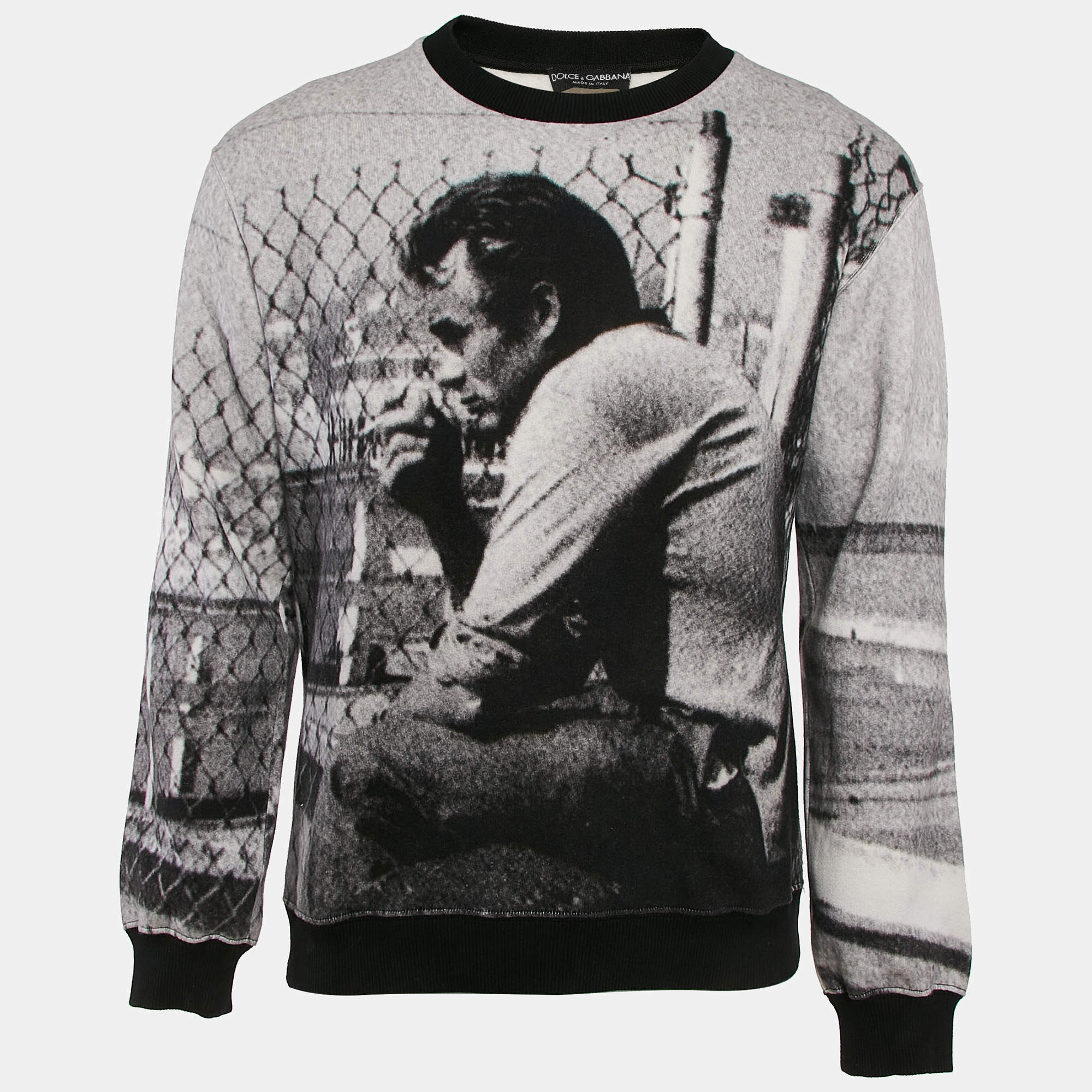 Dolce & Gabbana Grey James Dean Print Cotton Applique Detail Sweatshirt M