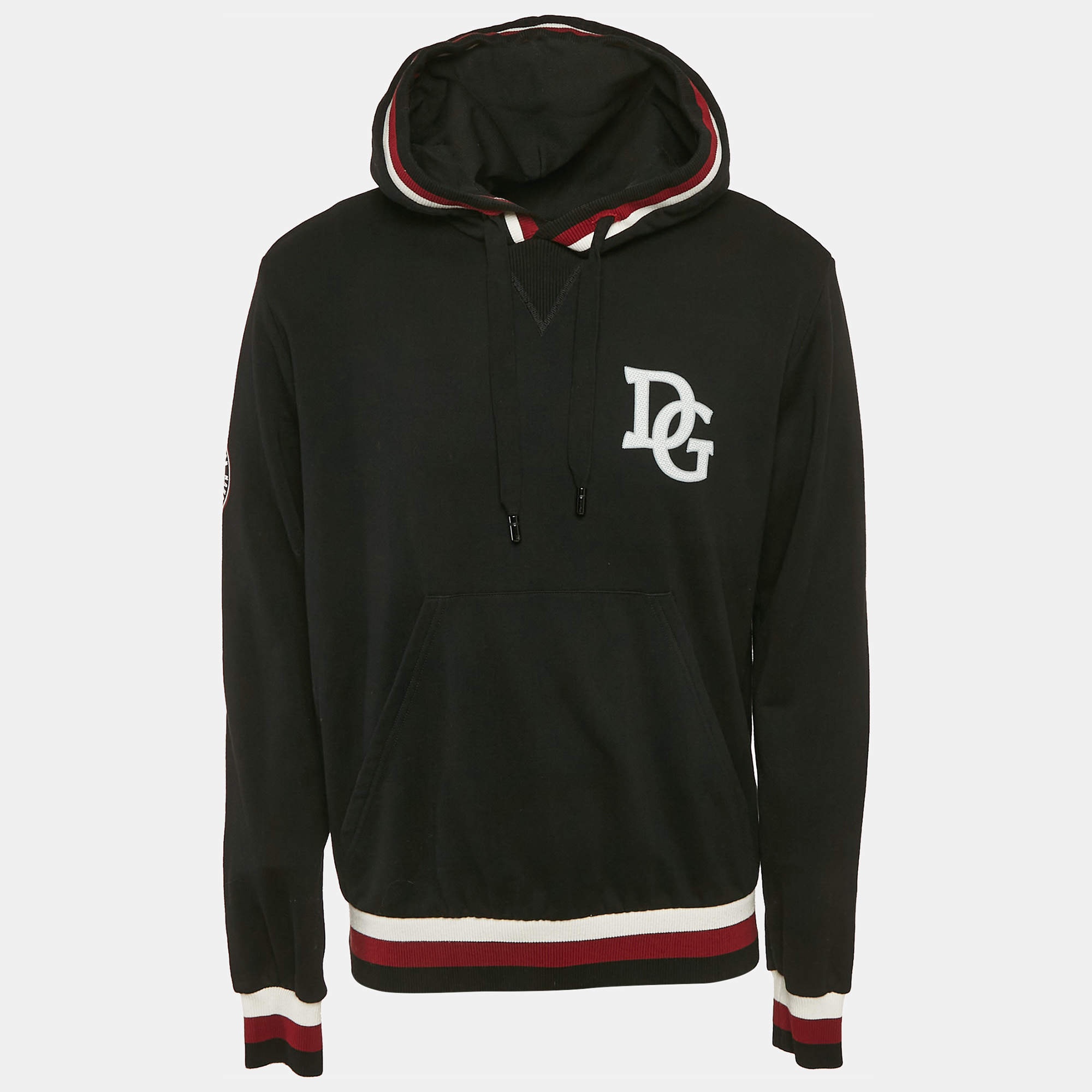 Pre Owned Dolce & Gabbana Black King Print Cotton Knit Hoodie XL