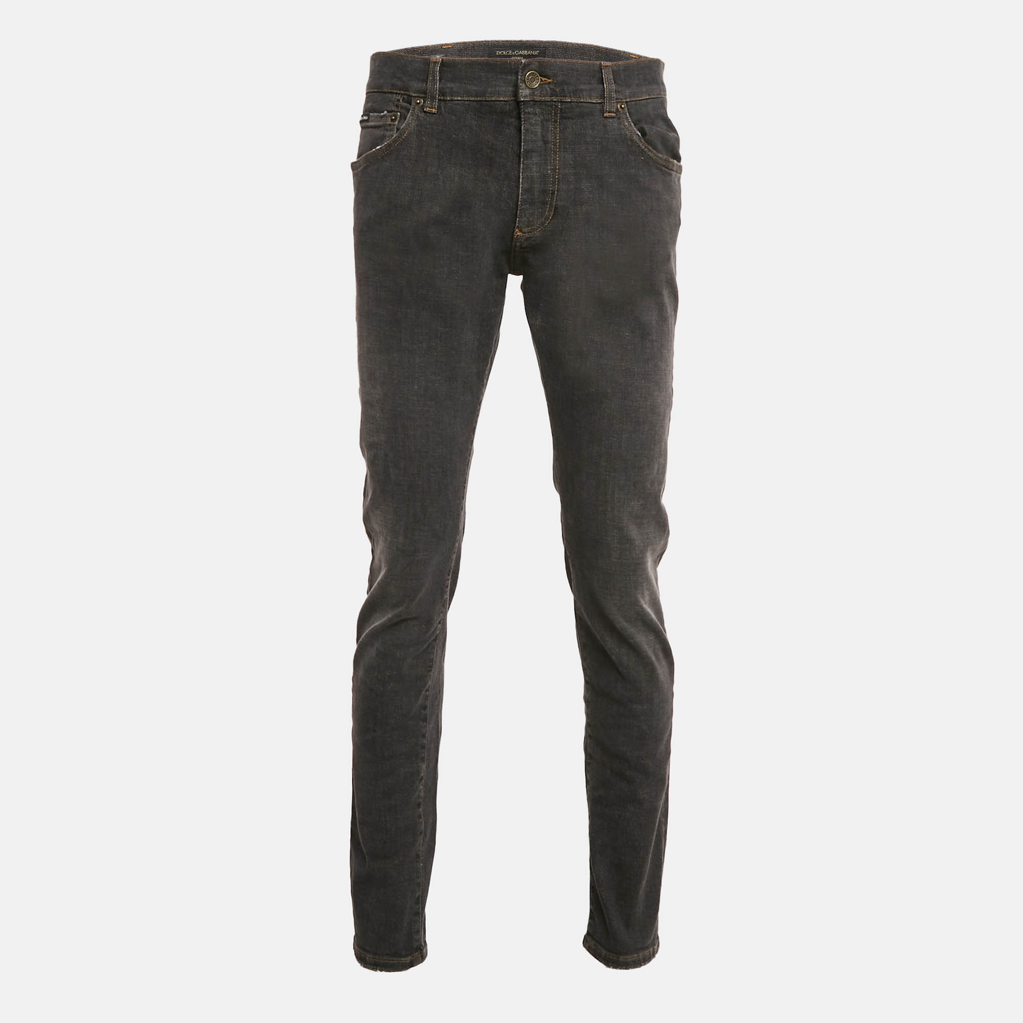 Pre Owned Dolce & Gabbana Black Washed Denim Slim Fit Jeans L