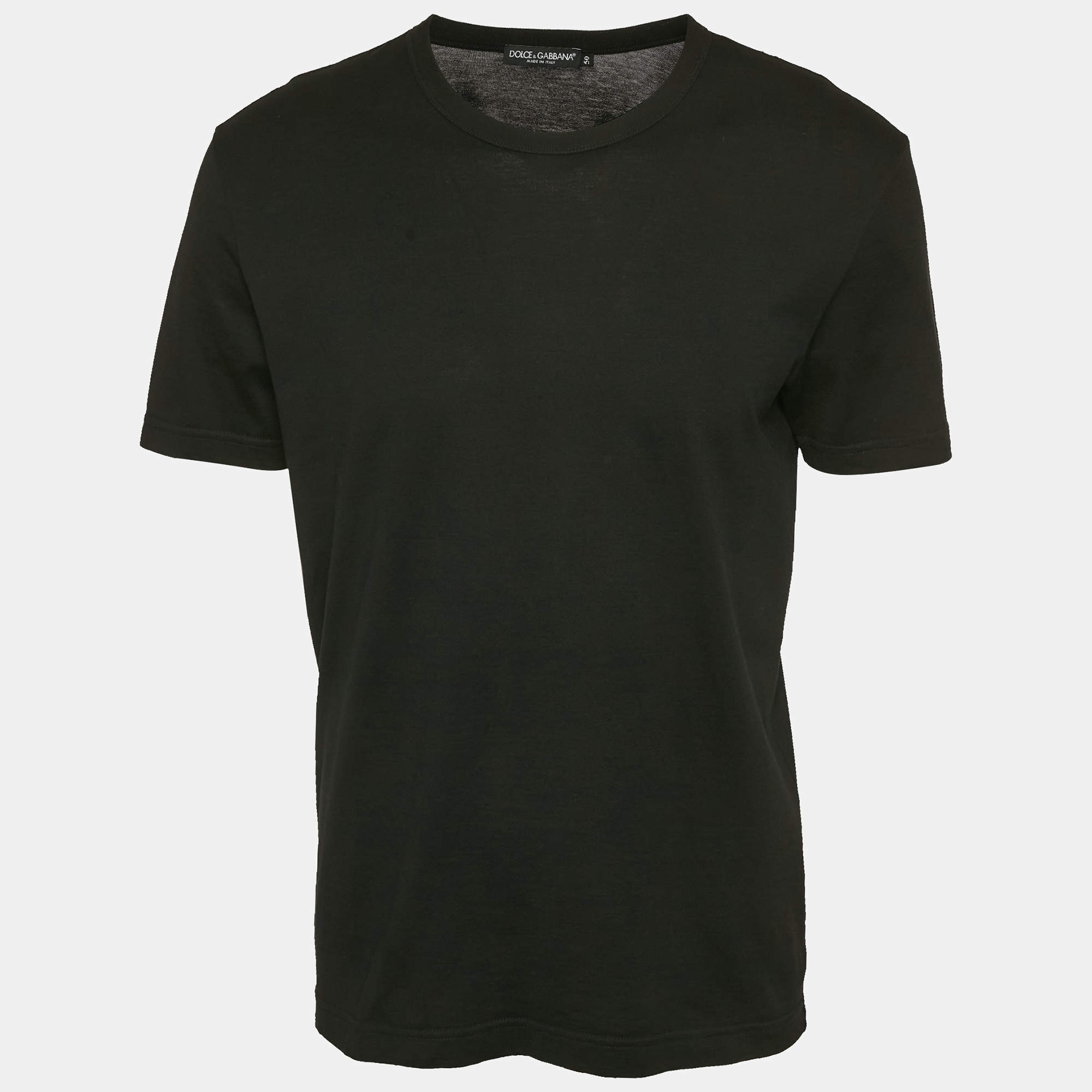 Pre Owned Dolce & Gabbana Black Jersey Crewneck T-Shirt L