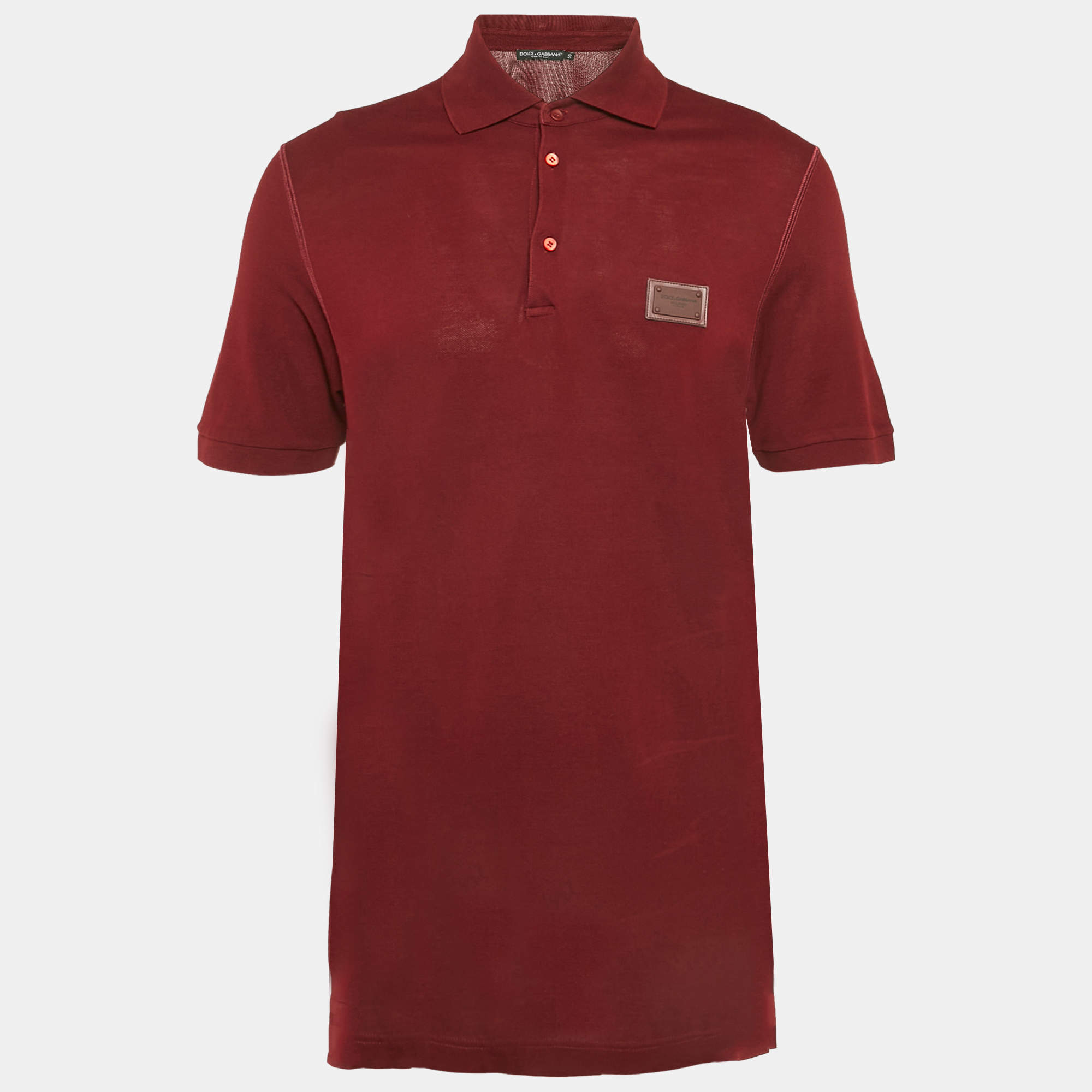 Dolce & Gabbana Burgundy Cotton Pique Polo T-Shirt L