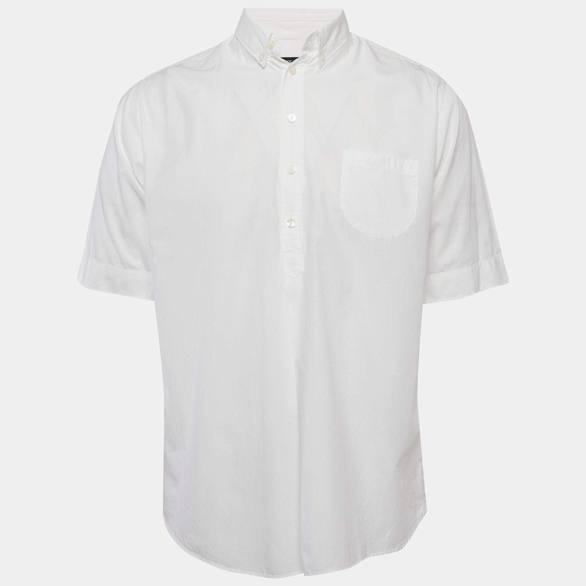 Pre Owned Dolce & Gabbana White Cotton Half Sleeve Shirt L