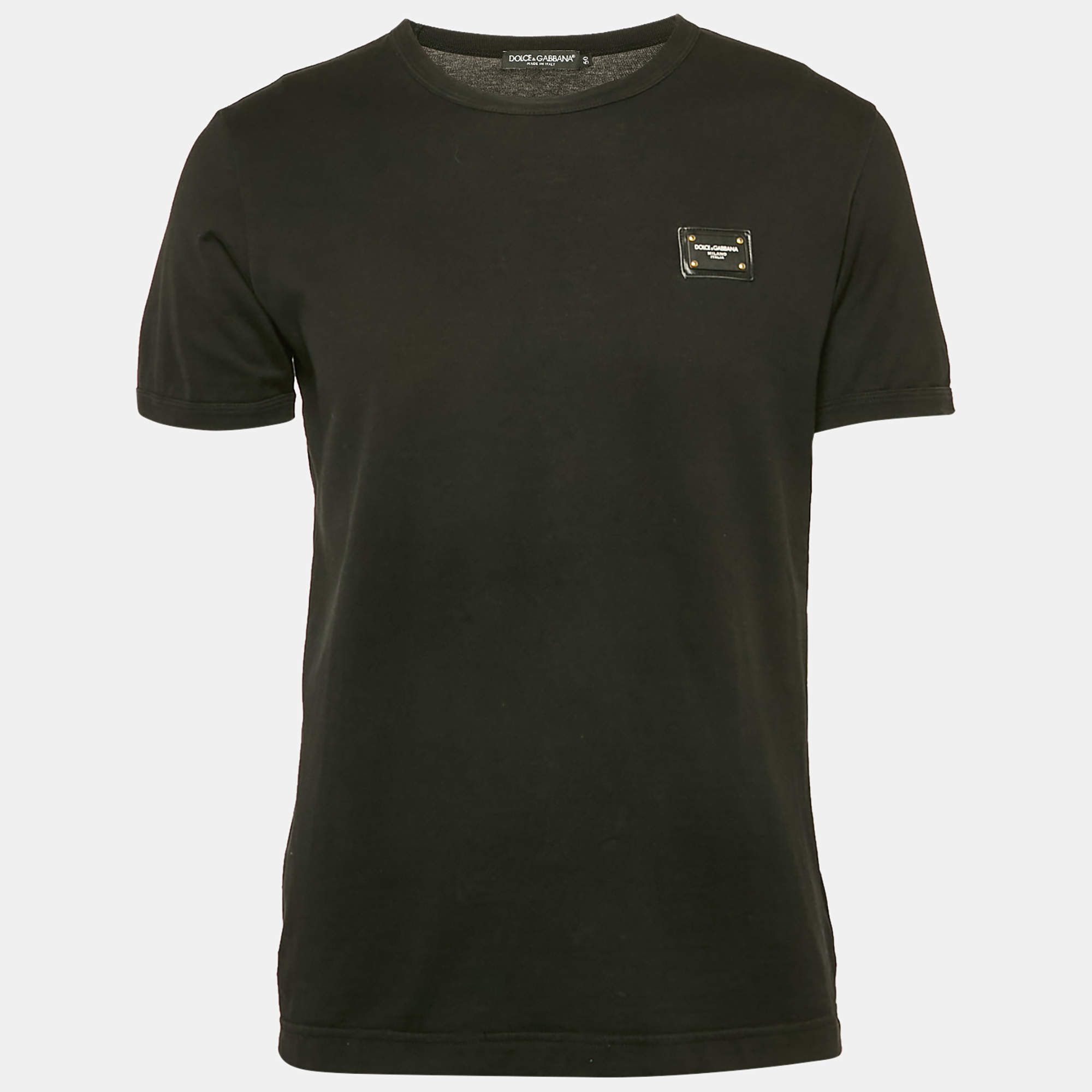Tシャツ・カットソー DOLCE & GABBANA Men T-shirt Black M8C19JONN96 N0000 Cotton T-shirt with logo embroidery in Black for Men