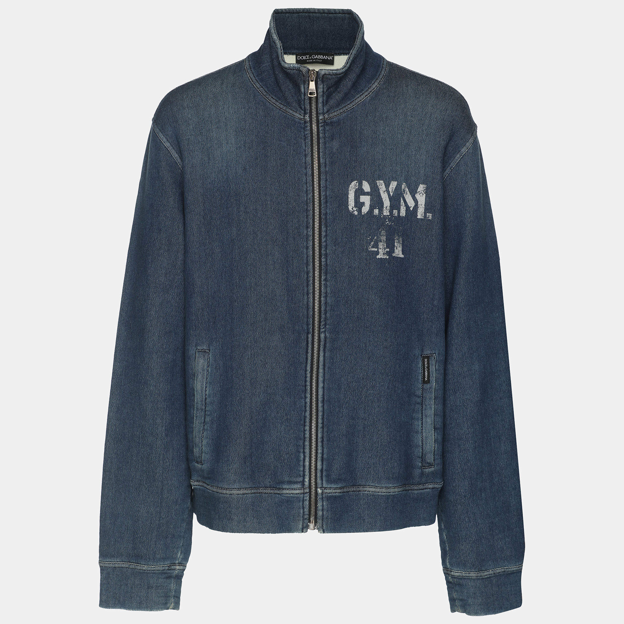 Dolce & Gabbana Blue Stretch Cotton Blend Bomber Jacket L