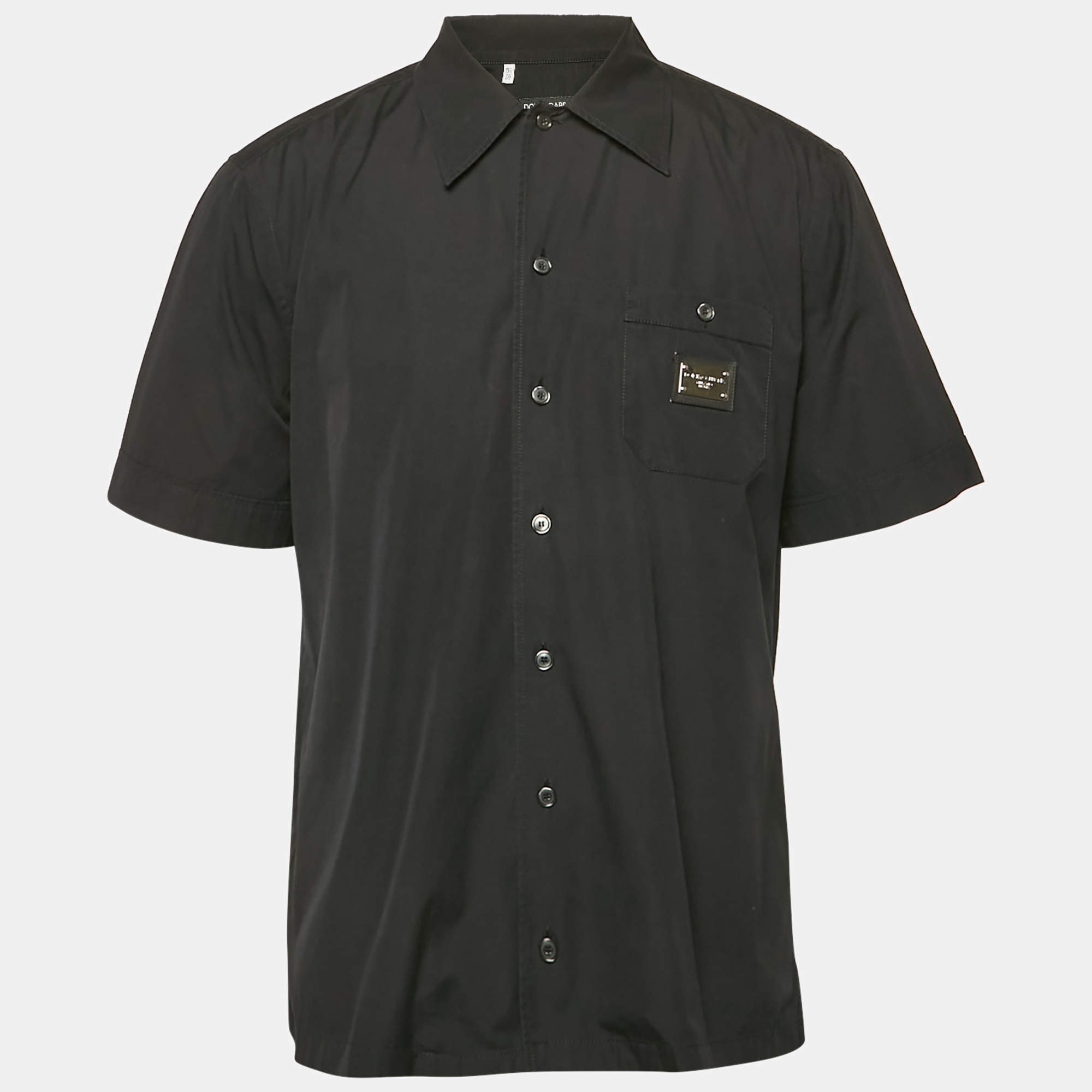 Dolce & Gabbana Black Cotton Short Sleeve Shirt M