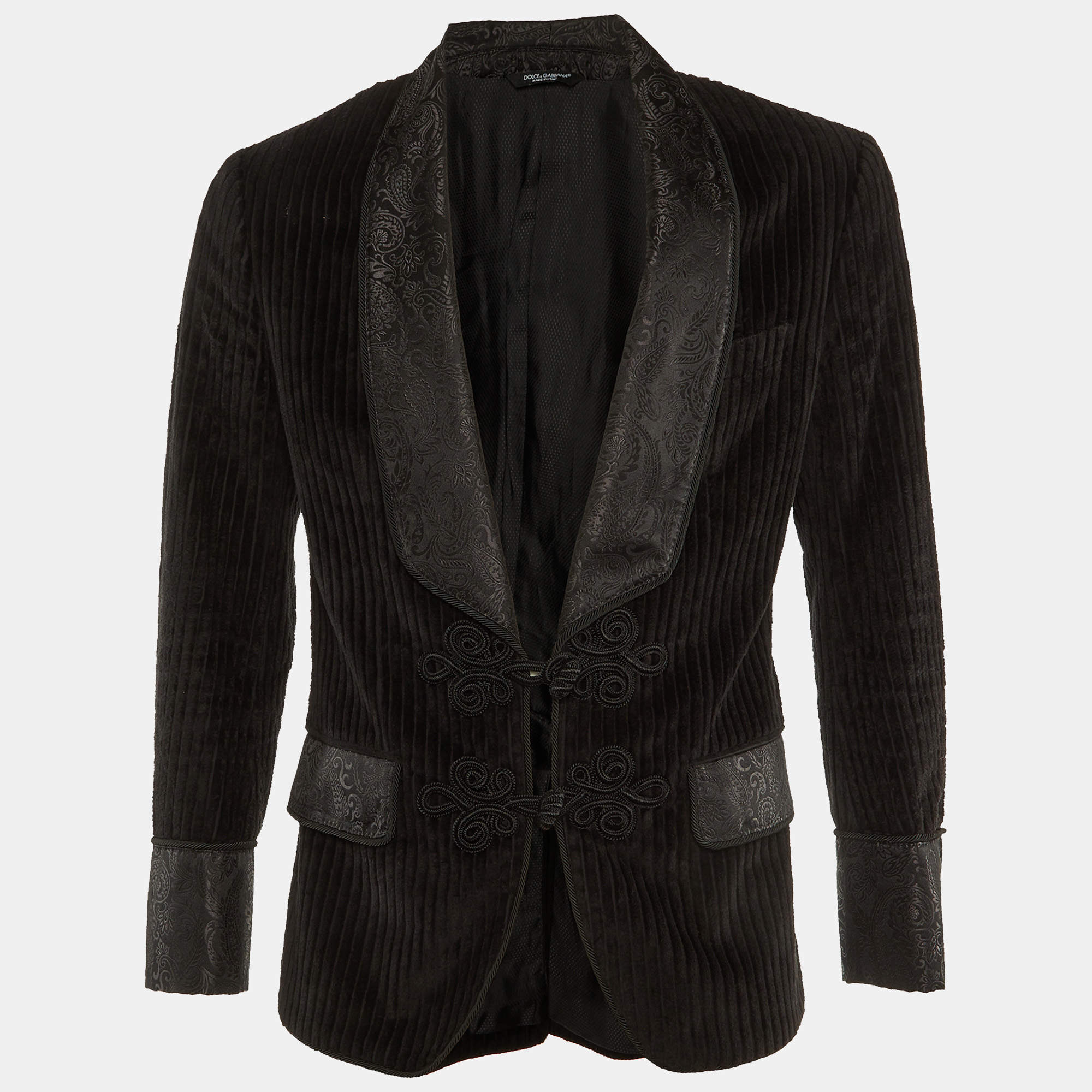 Dolce & Gabbana Black Velour & Brocade Blazer M