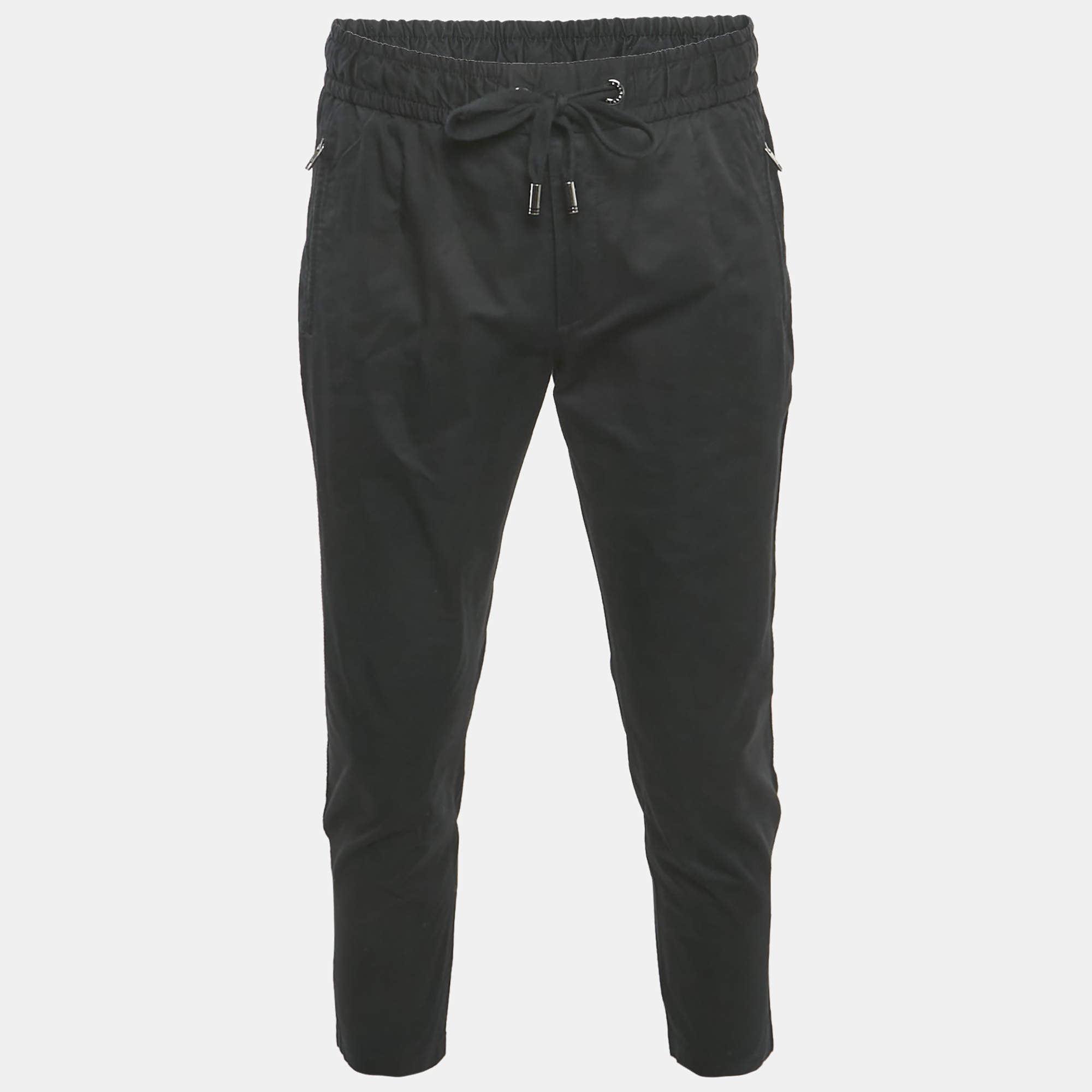 Pre Owned Dolce & Gabbana Black Stretch Cotton Jogging Pants M