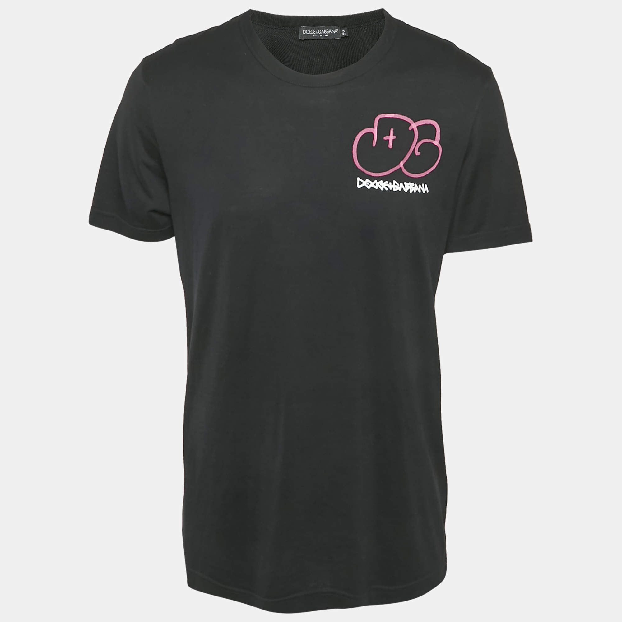 Dolce & Gabbana Black DG Spray-Paint Jersey T-Shirt L