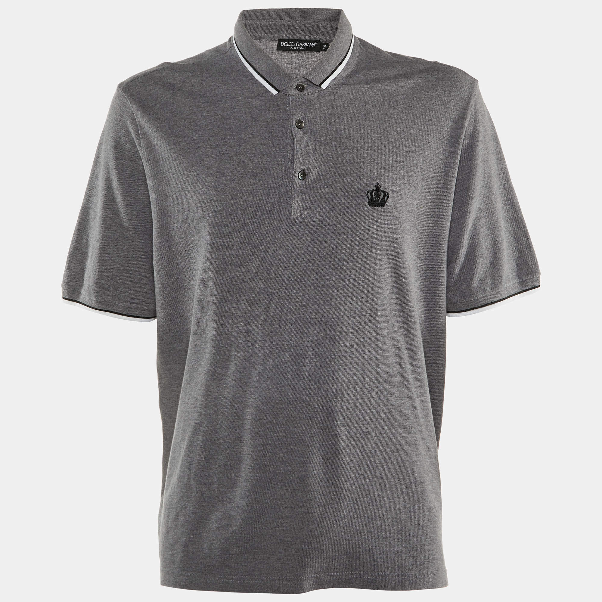 Dolce & Gabbana Grey Cotton Polo T-Shirt 5XL