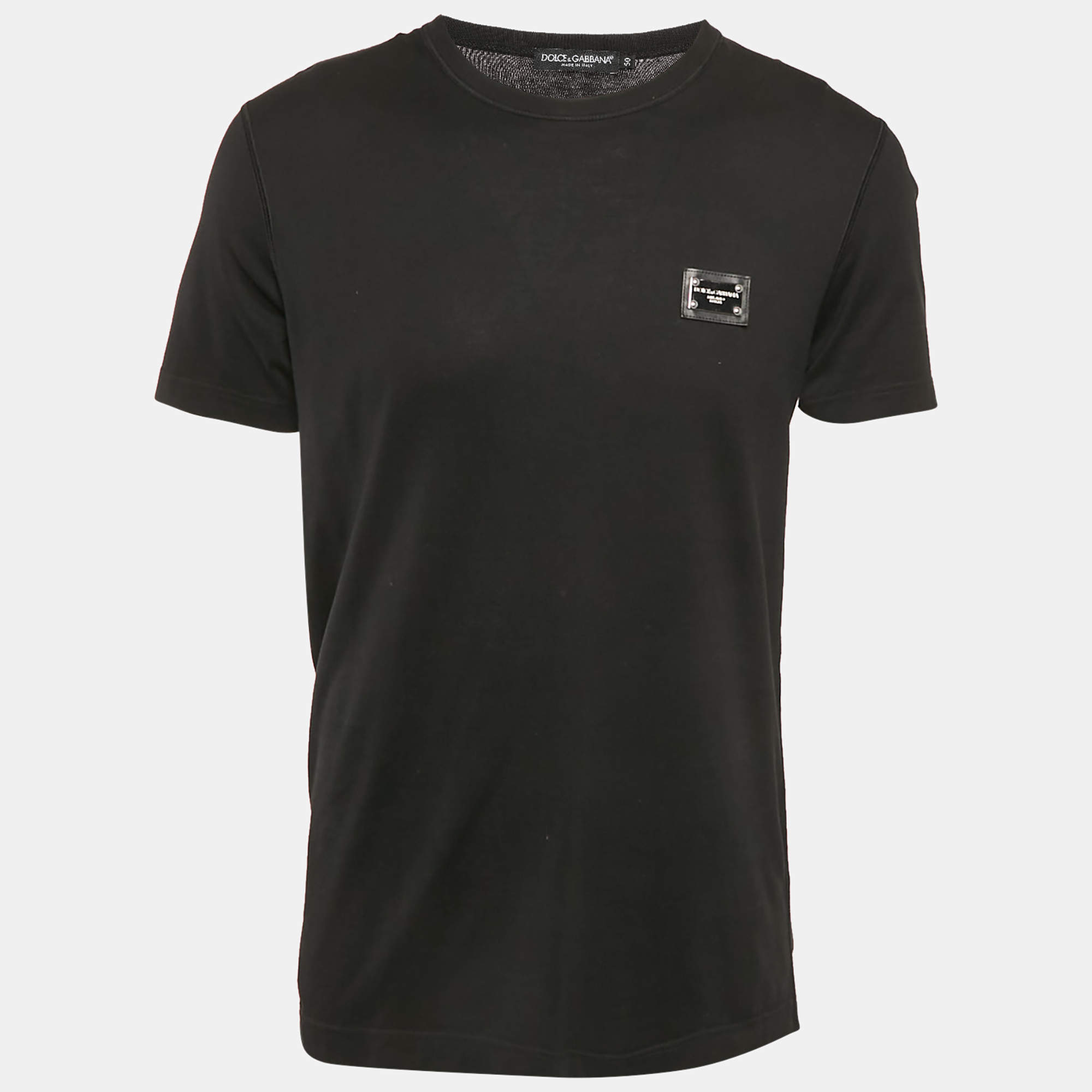 Dolce & Gabbana Black Cotton Crew Neck T-Shirt L