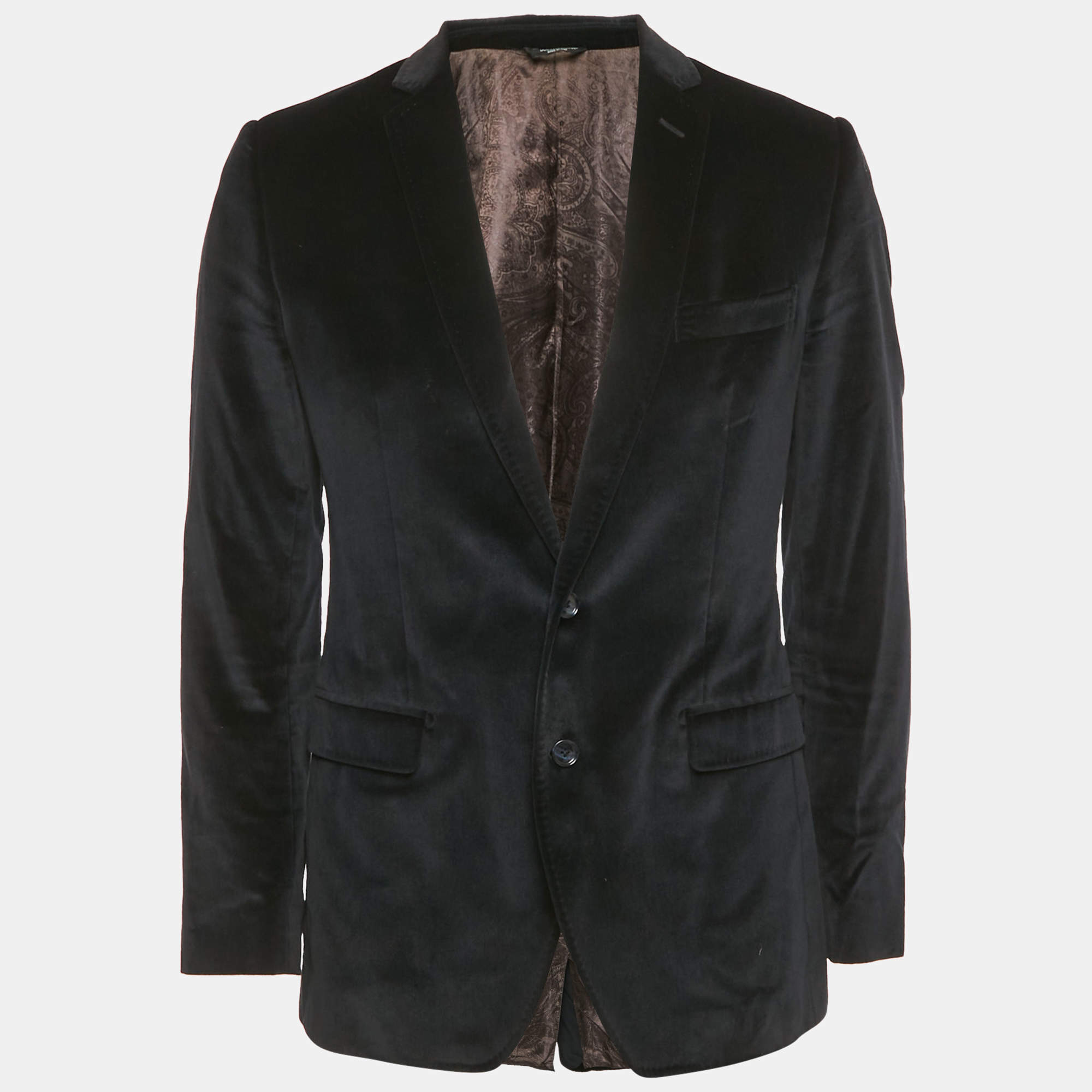 Pre Owned Dolce & Gabbana Navy Blue Velvet Martini Blazer M