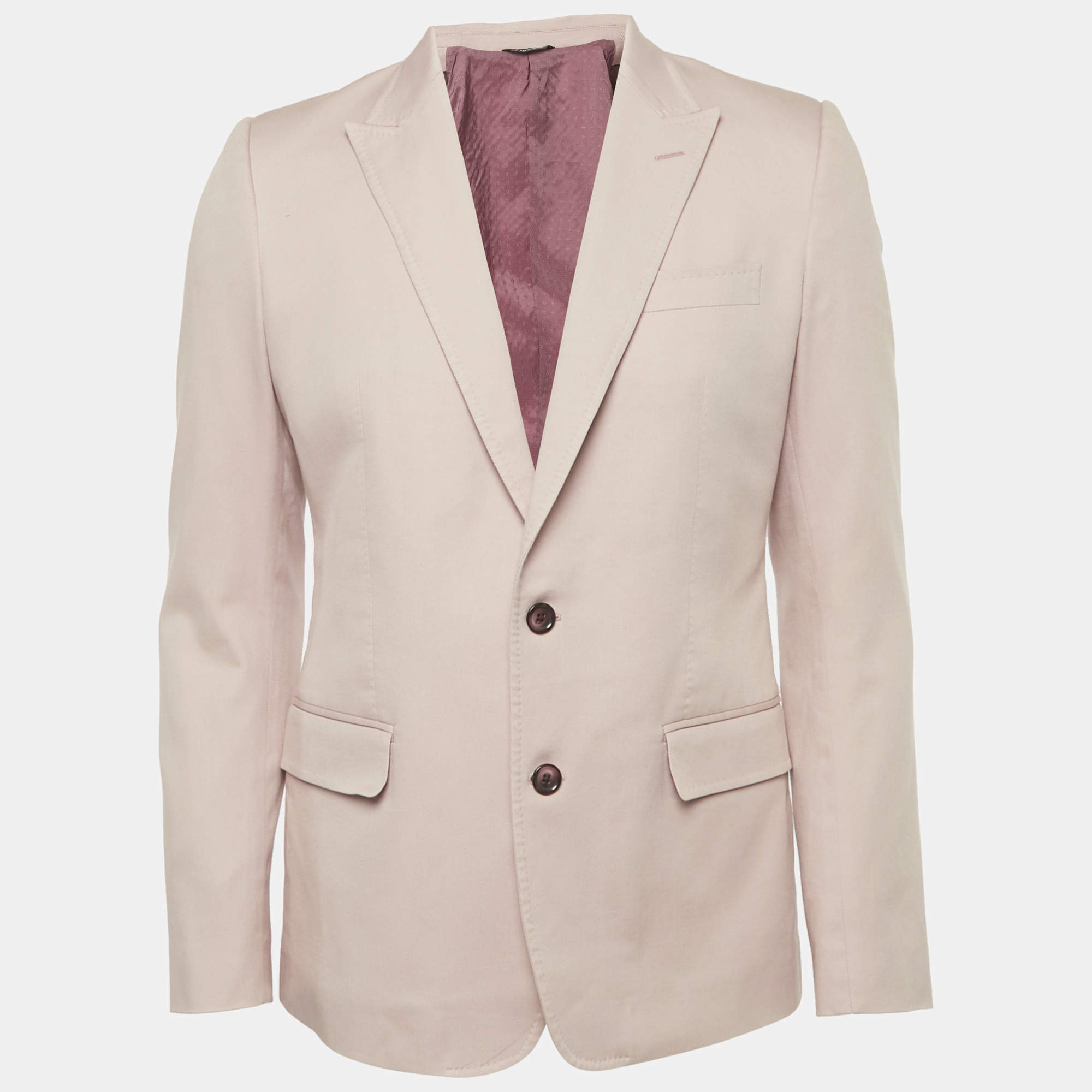 Pre Owned Dolce & Gabbana Pink Gabardine Tailored Blazer L