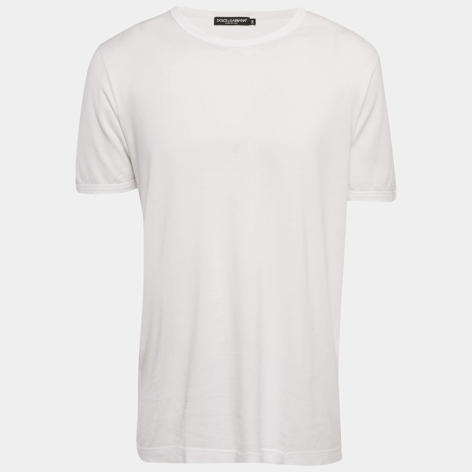 Pre Owned Dolce & Gabbana White Jersey Crewneck T-Shirt XXL