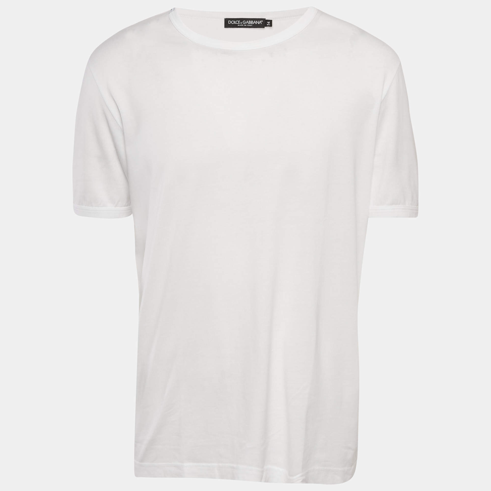 Pre Owned Dolce & Gabbana White Cotton Jersey Crewneck T-Shirt XXL
