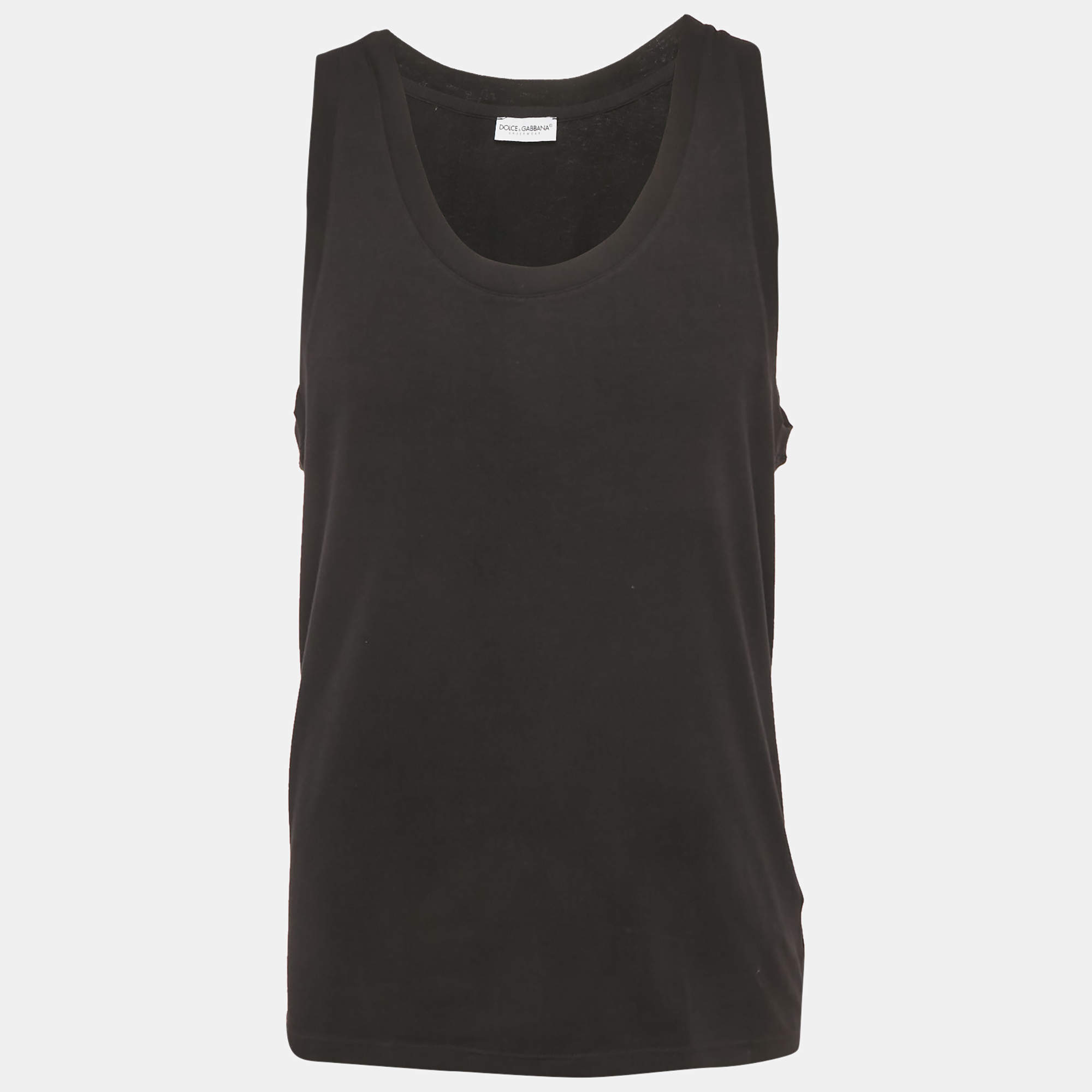 Pre Owned Dolce & Gabbana Underwear Black Jersey Sleeveless T-Shirt L
