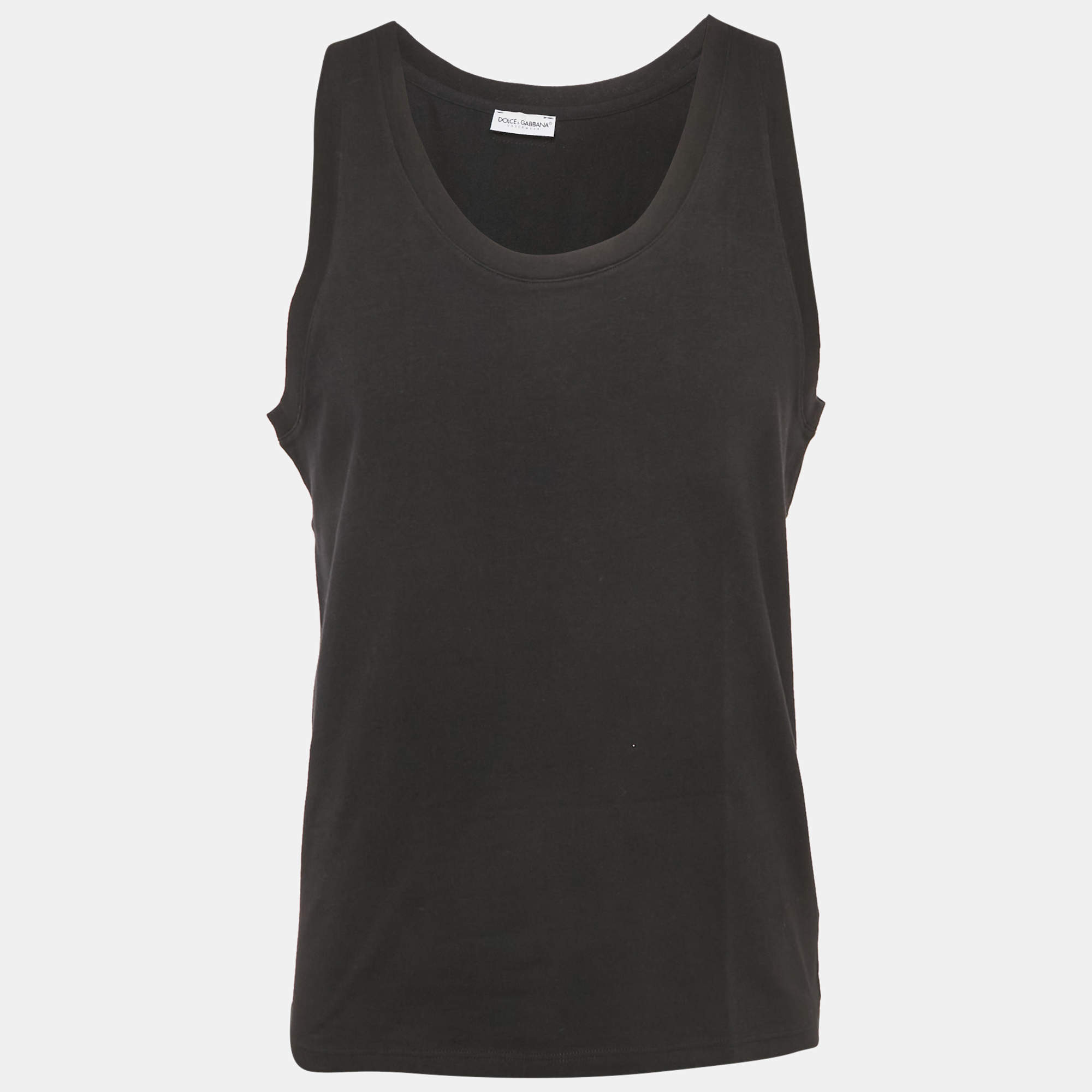 Pre Owned Dolce & Gabbana Underwear Black Jersey Sleeveless T-Shirt L