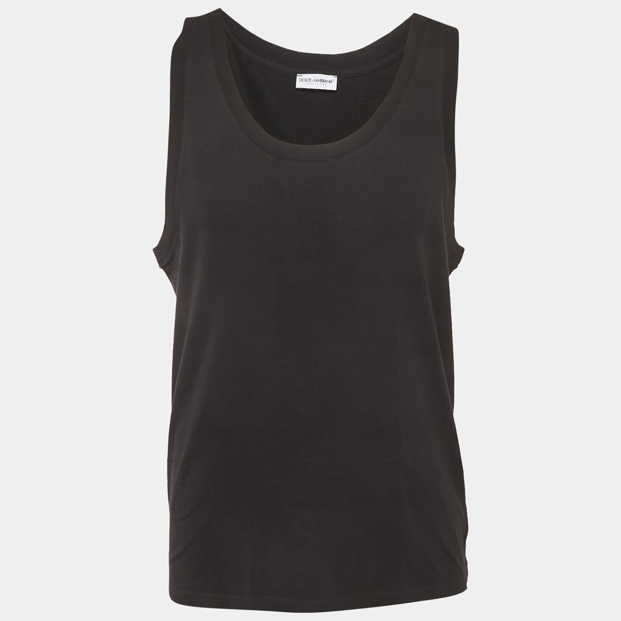 Pre Owned Dolce & Gabbana Underwear Black Jersey Sleeveless T-Shirt L