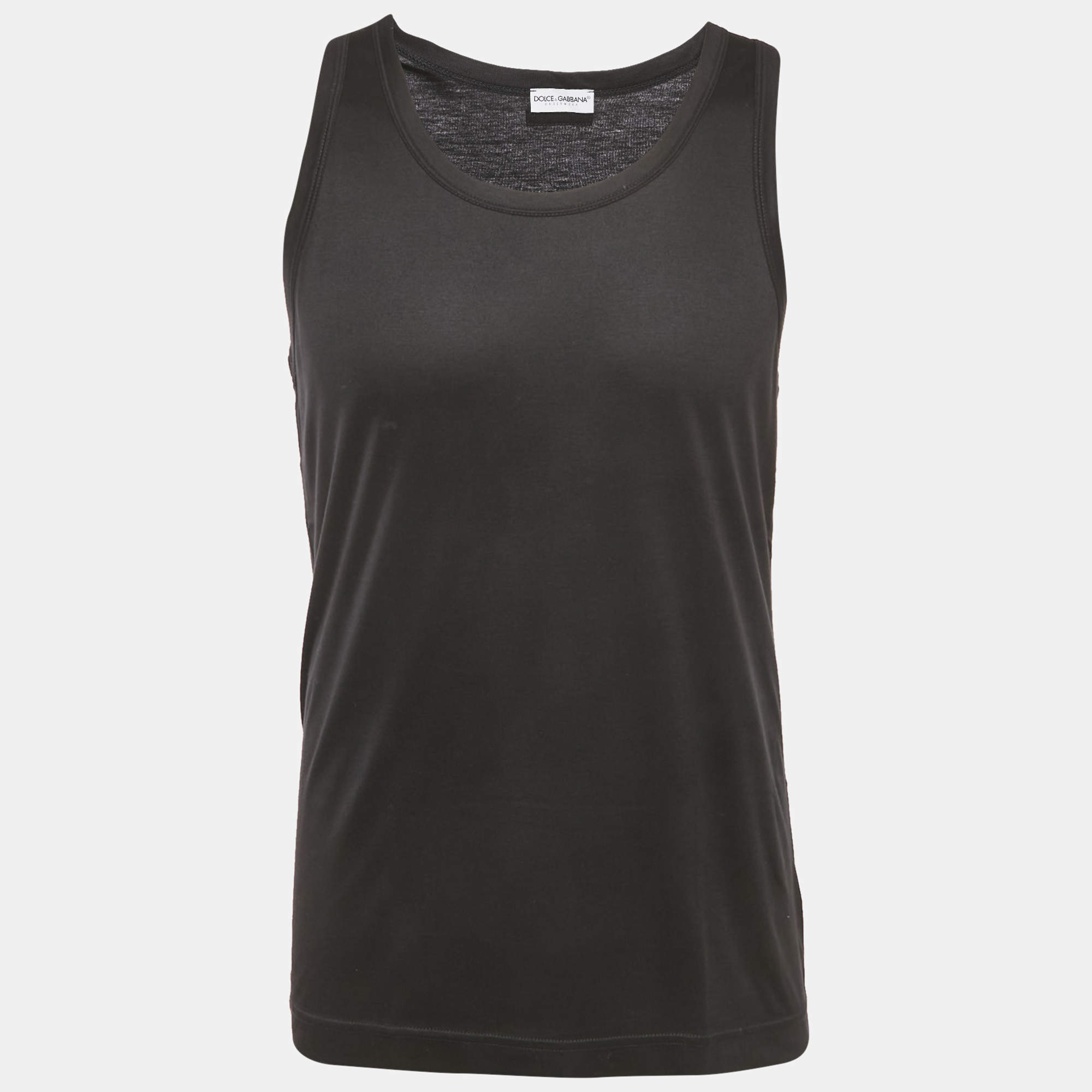 Pre Owned Dolce & Gabbana Underwear Black Jersey Sleeveless T-Shirt L